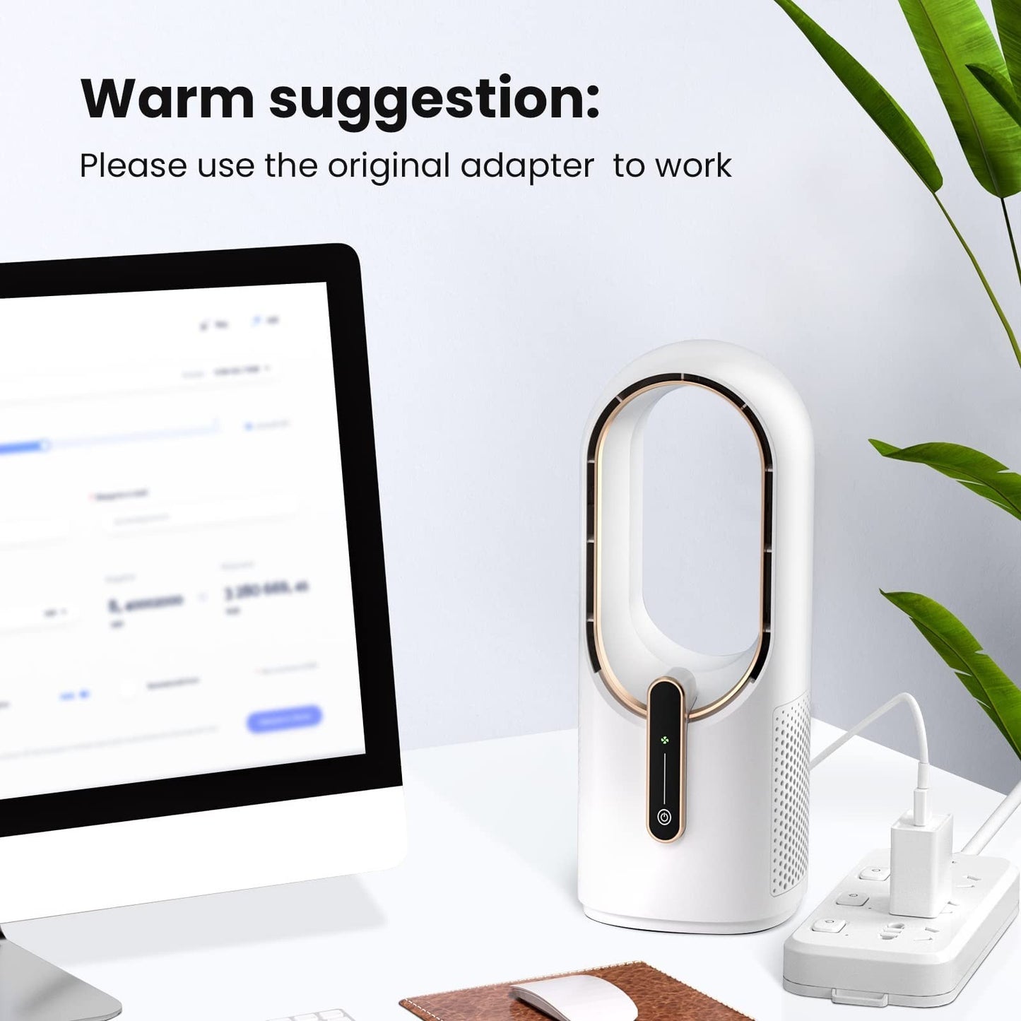 Bladeless Desk Fan 11.8 Inch   Quiet 3 Speed Touch Control, Easy to Clean, Small6
