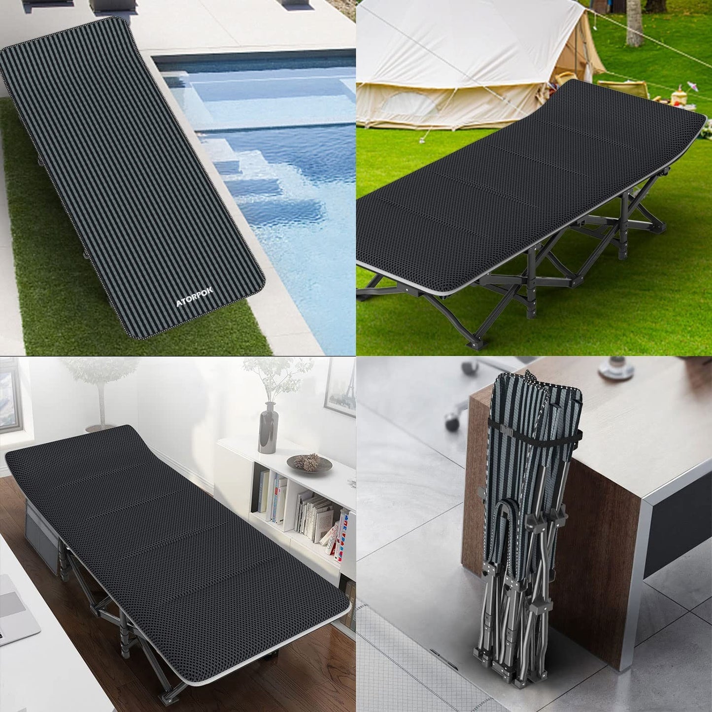 Heavy Duty Camping Cot for Adults   Portable Folding Bed with Cushion, 450LBS Su6