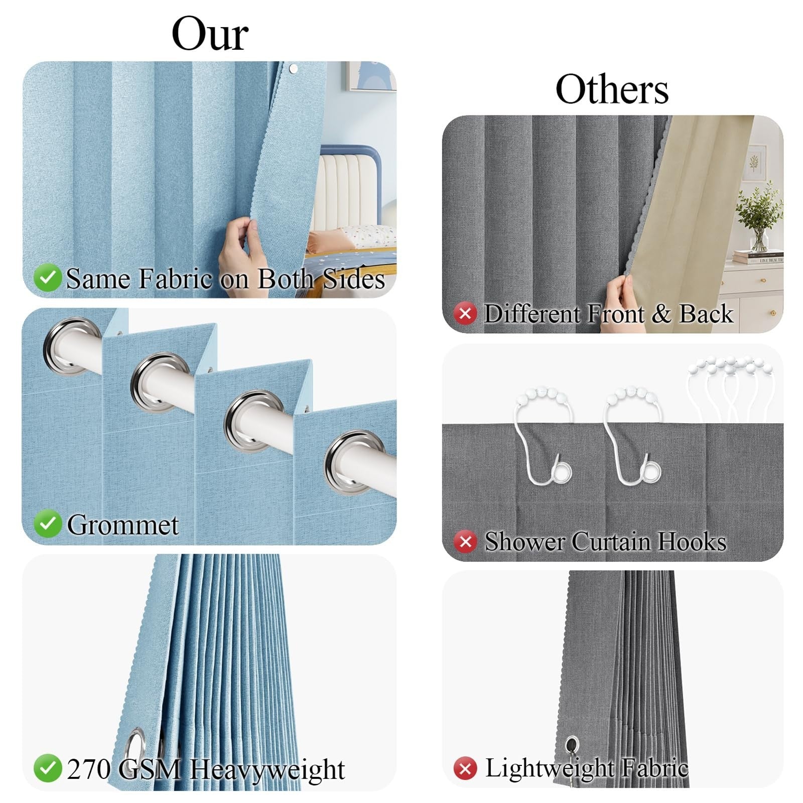 100% Blackout Magnetic Curtain Panel for Closet Door, Laundry, Hallway, 45x80" B4