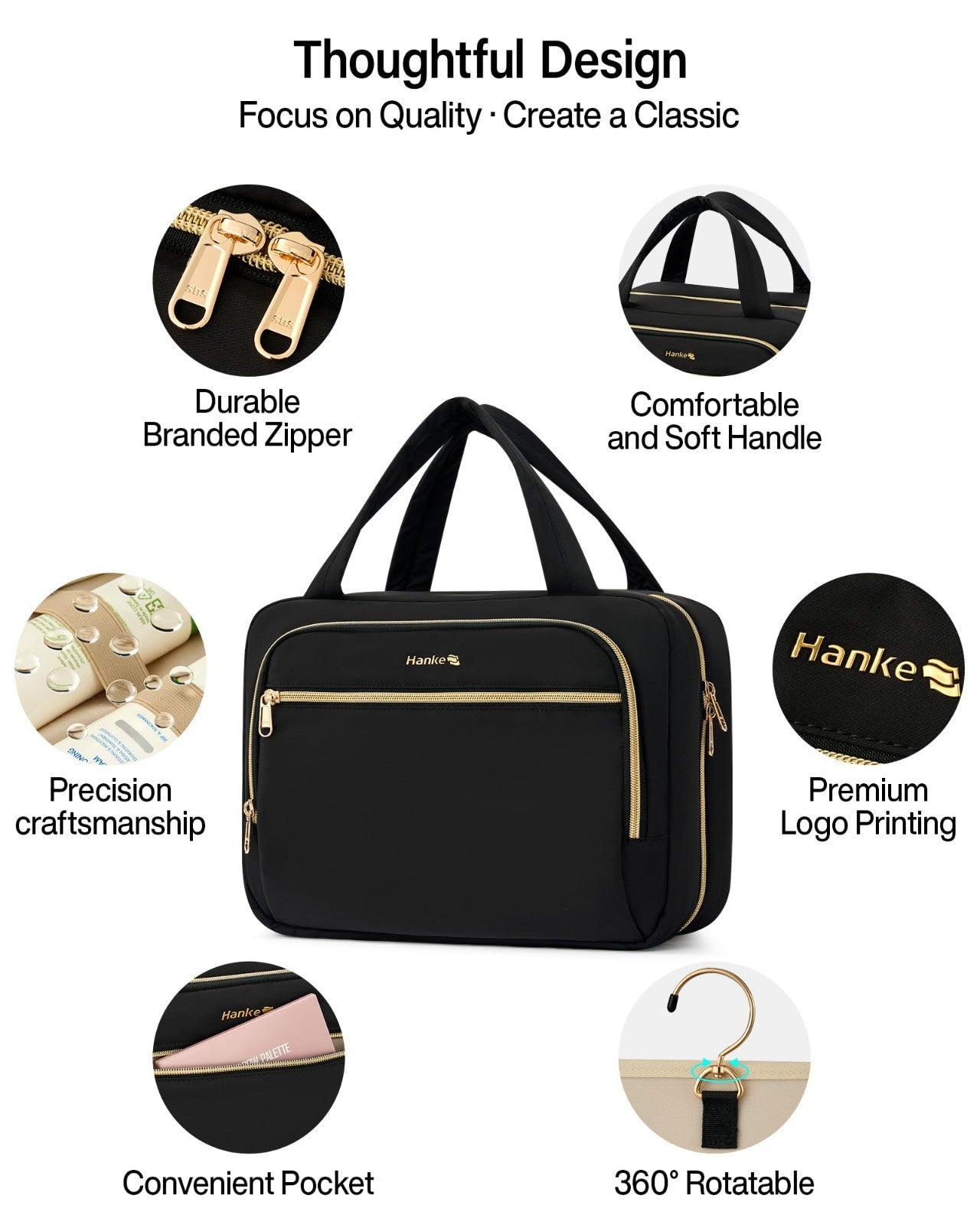 Portable Hanging Travel Toiletry Bag for Women | Leak-Proof, Water Resistant, Ea7