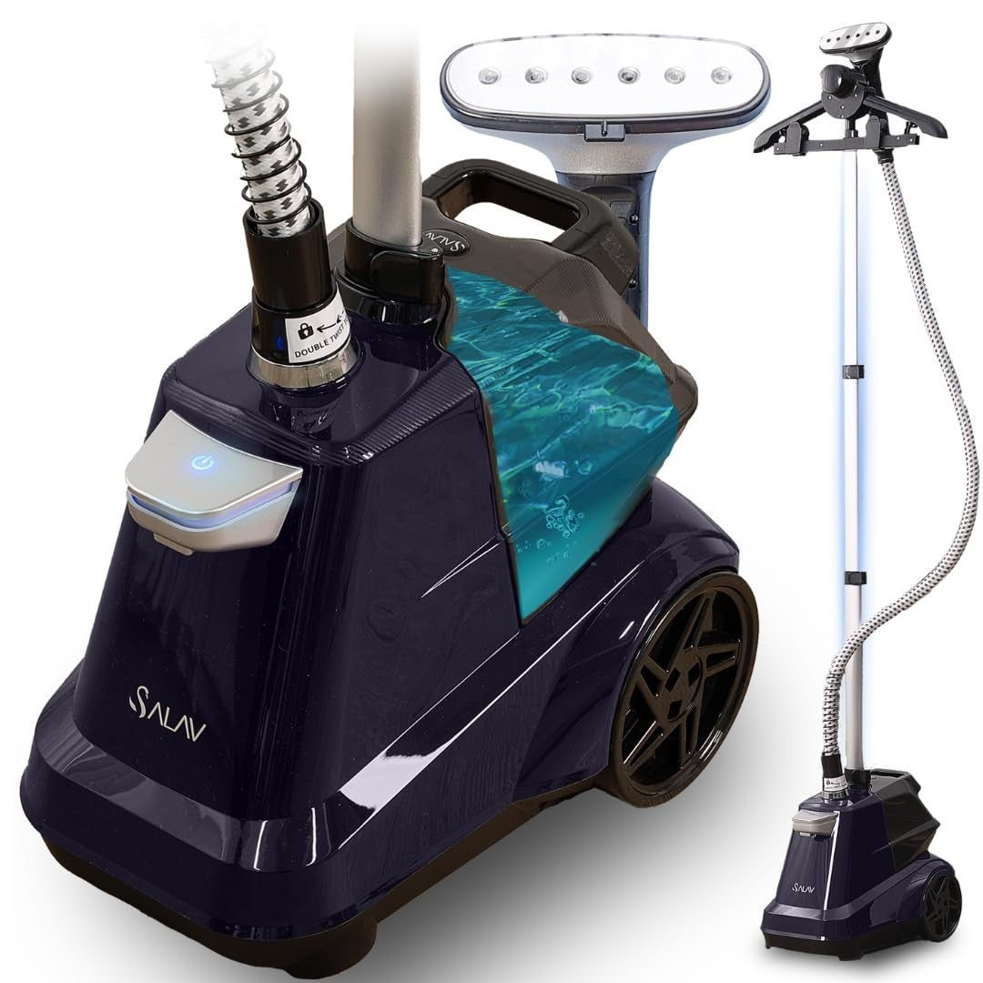 Heavy Duty Commercial Garment Steamer, 1800W, 3L Water Tank, Foot Pedals, Navy1