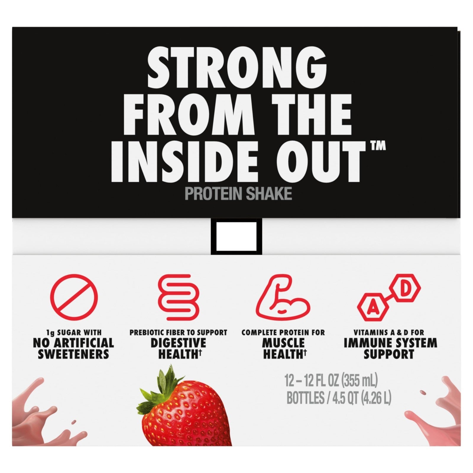 High Protein Strawberry Shake, Ready to Drink, 30g Protein, 5g Prebiotic Fiber,9