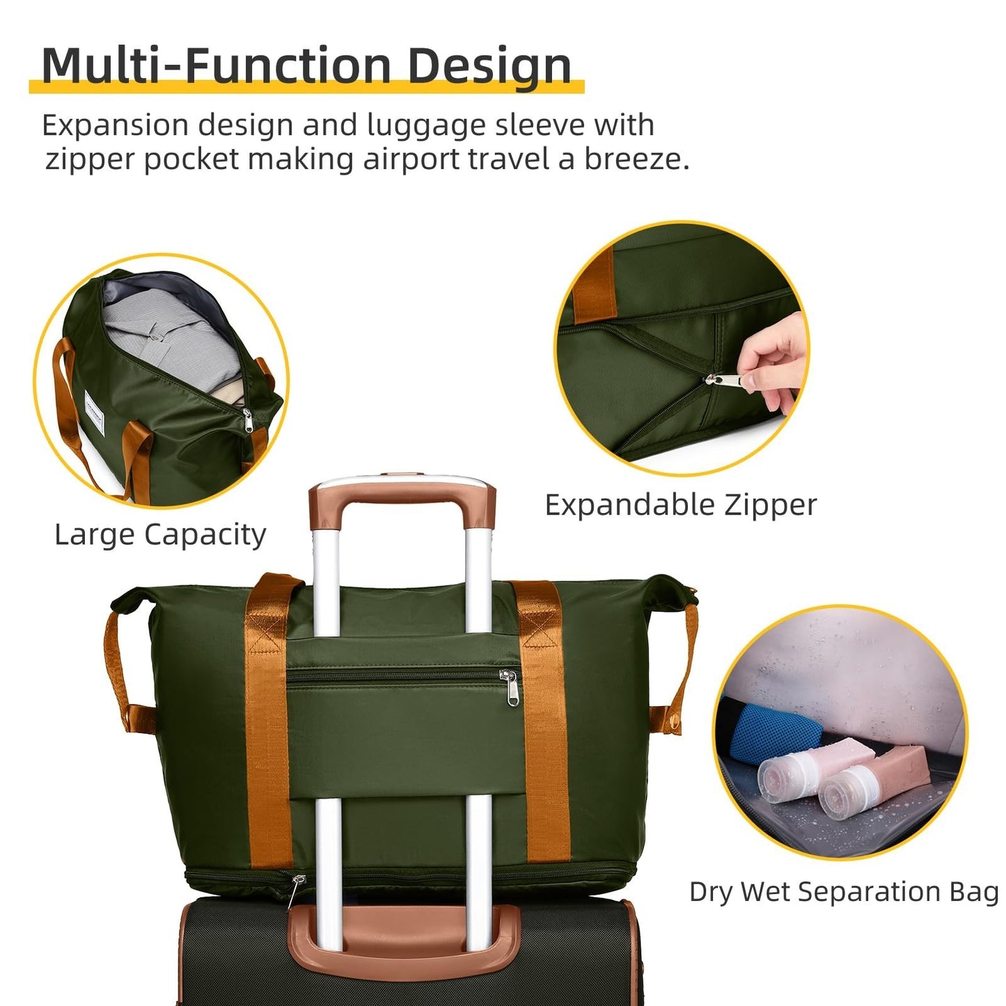 5-Piece Softside Luggage Set - Expandable Suitcases, Lightweight, 360° Wheels, T5