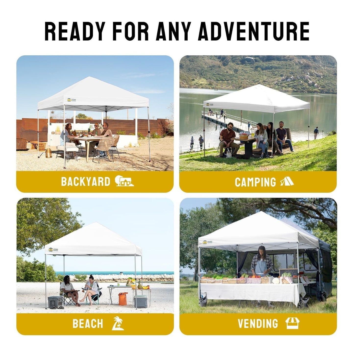 8x8 Pop Up Canopy Tent   One Push Setup, Easy Outdoor Sun Shade for Events, Part4