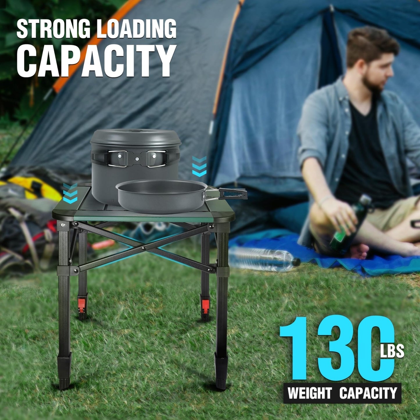 Lightweight Adjustable Folding Camping Table with Carry Bag - Outdoor Picnic BBQ4