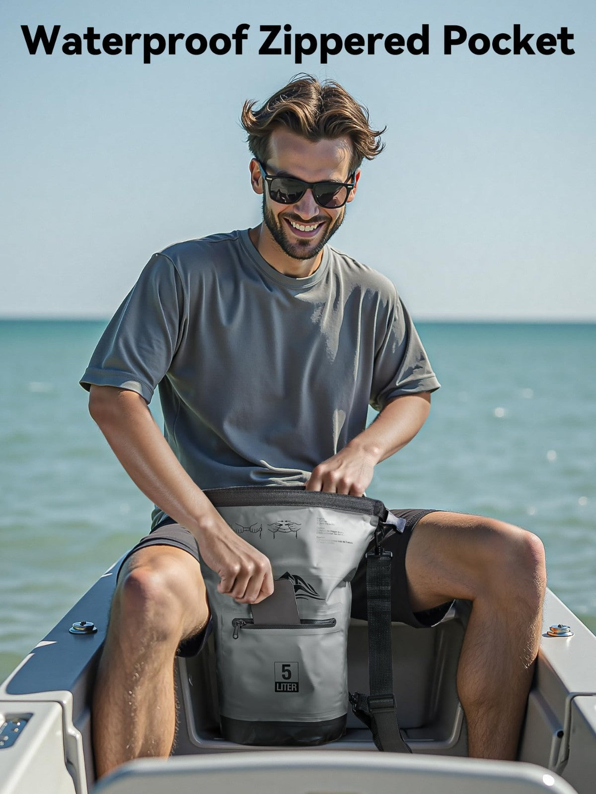 Waterproof Dry Bag with Zipper Pocket - Lightweight Roll Top for Travel, Kayakin6