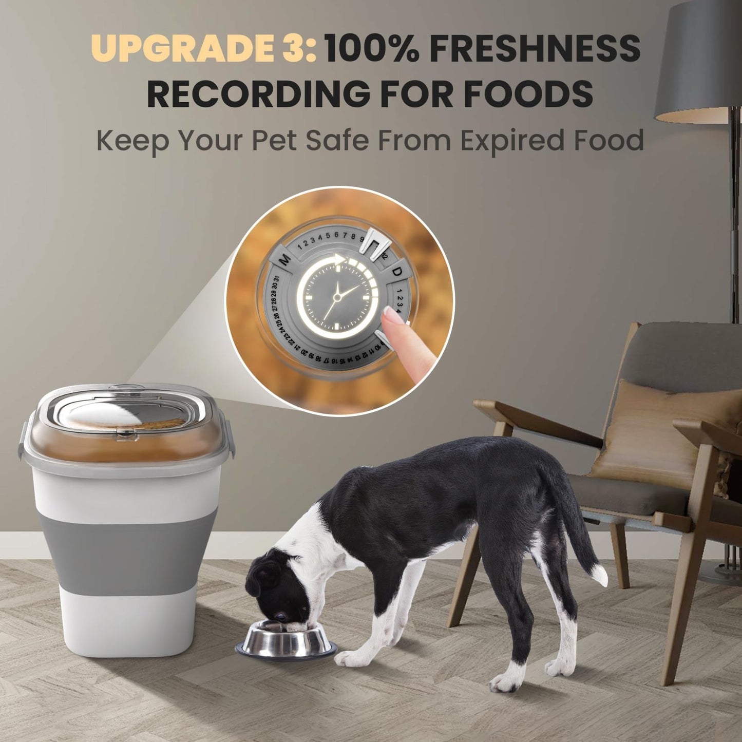 Collapsible Dog Food Storage Container on Wheels   32 35 Lbs Capacity, Airtight5