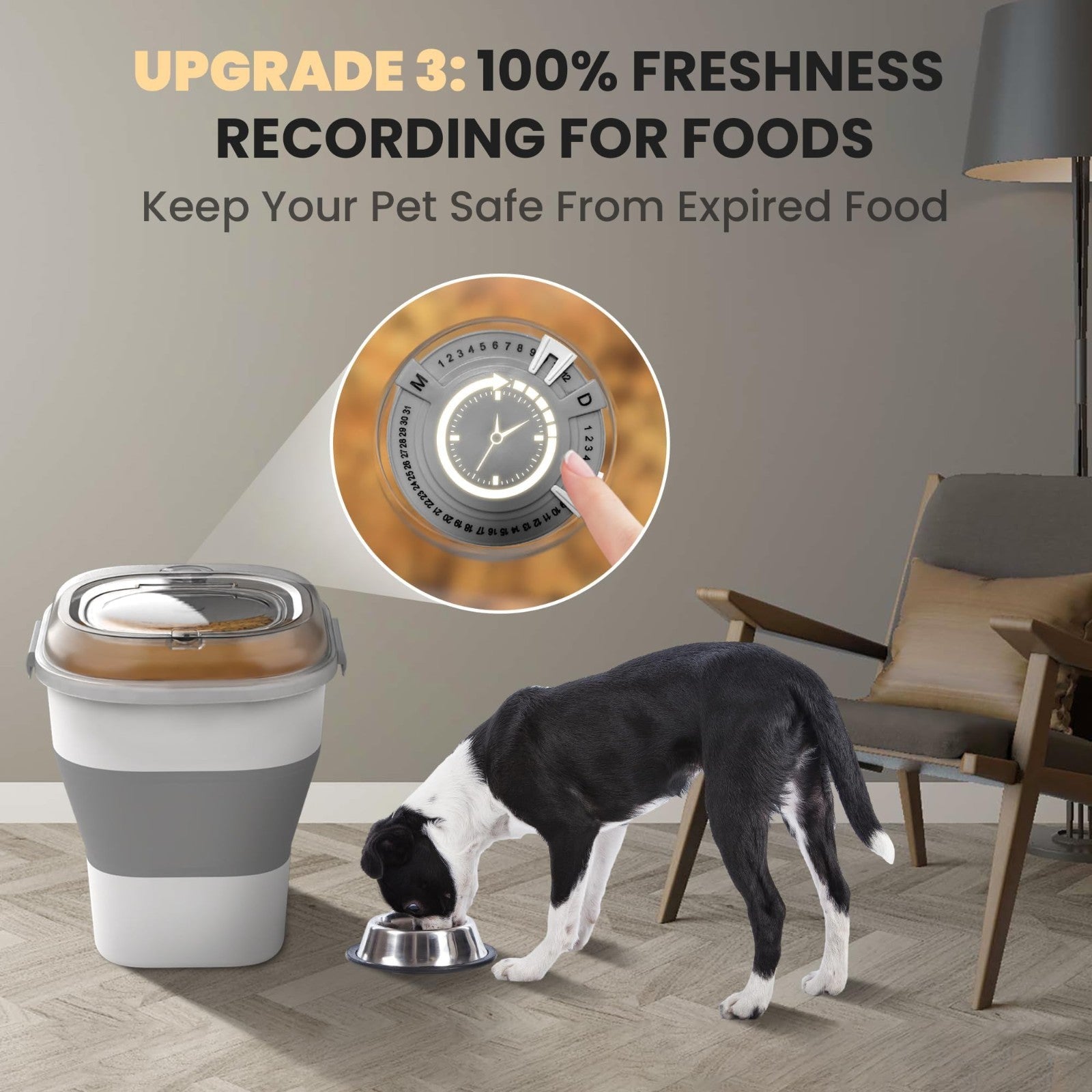 Collapsible Dog Food Storage Container on Wheels   32 35 Lbs Capacity, Airtight5
