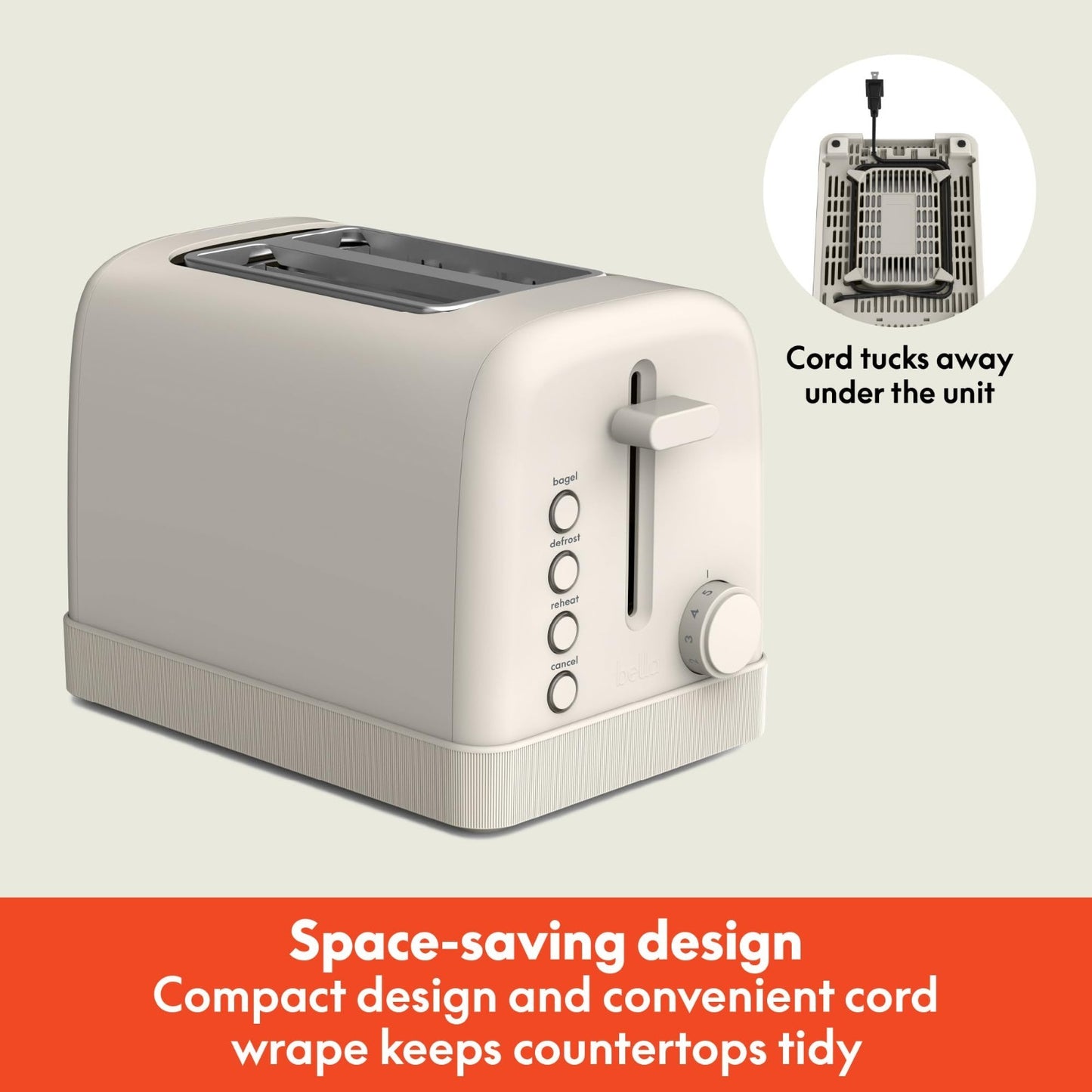 2 Slice Toaster with Extra Wide Slots, 6 Shade Settings, Oatmilk Color2