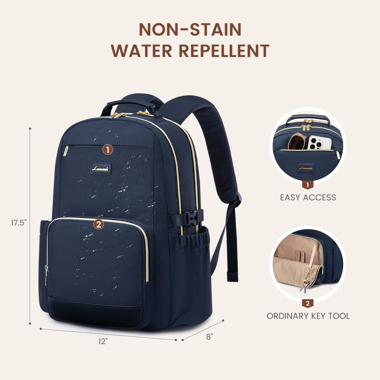 Stylish Waterproof Laptop Backpack for Women, 15.6" Large Capacity Travel Bag, P4