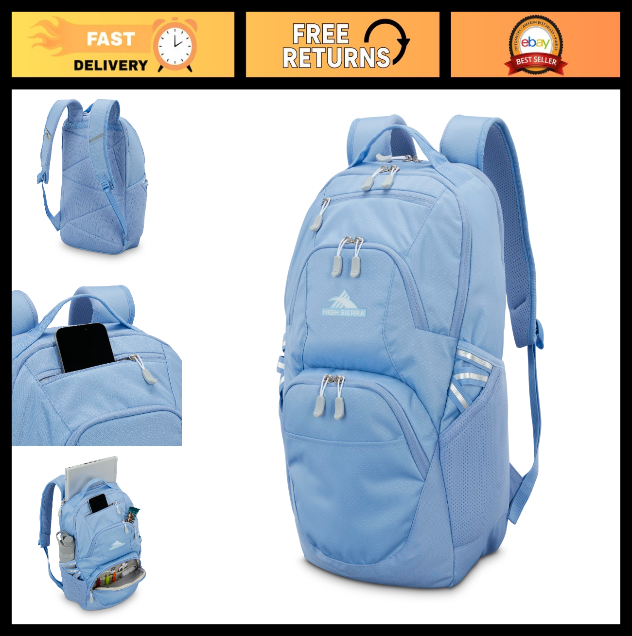 Travel Laptop Backpack with Drop Protection, Tablet Sleeve, Bookbag   Cornflower0