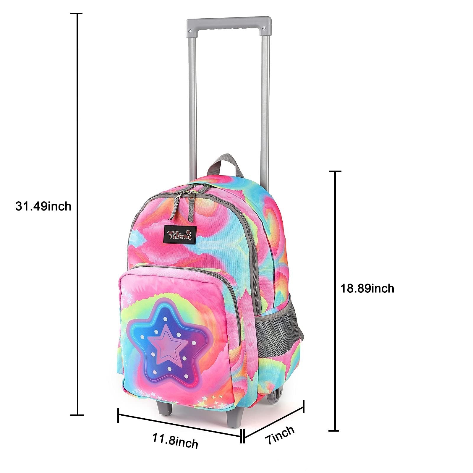 Wheeled Kids Backpack 18" with Lunch Bag, Double Handle Rolling Backpack, Starli5