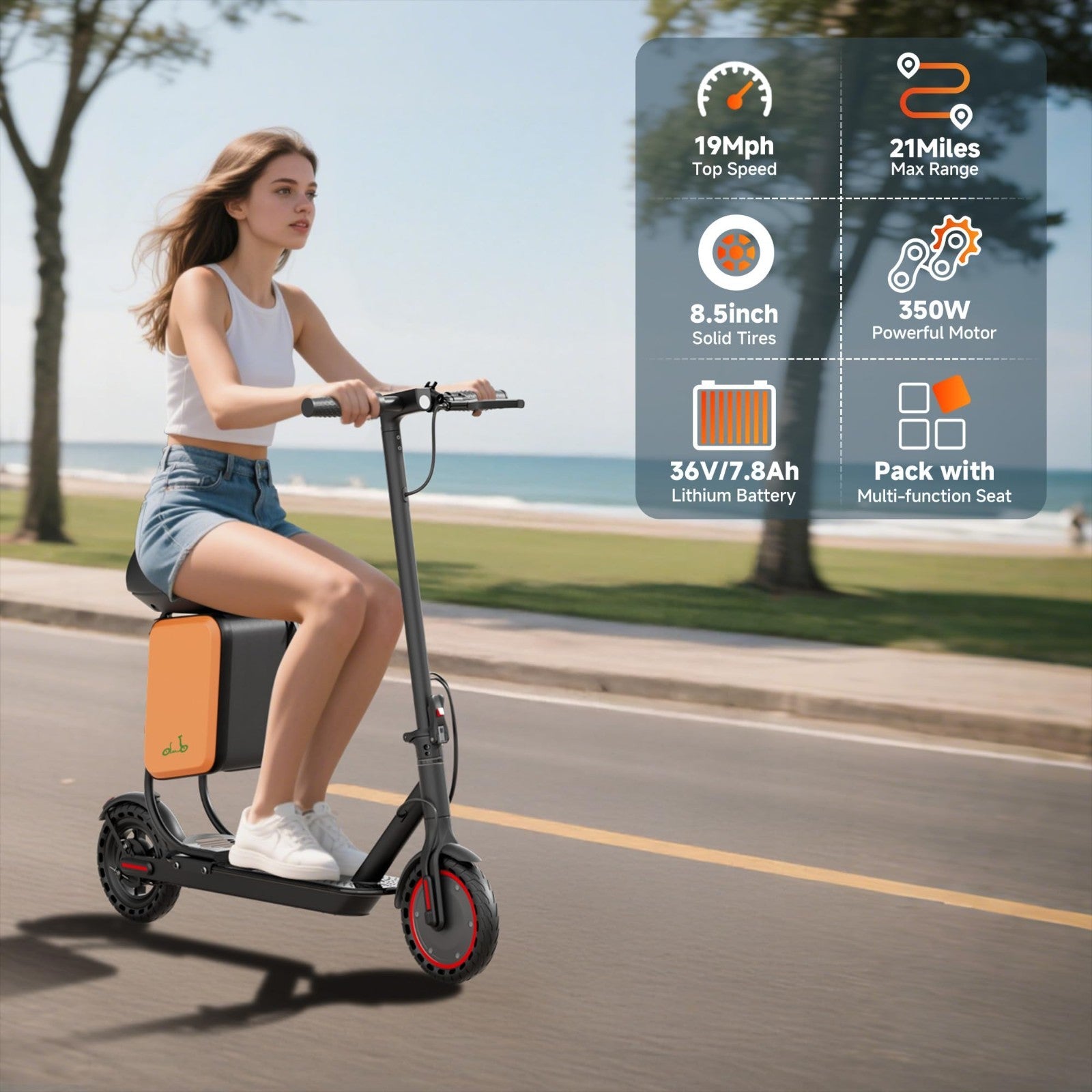 Foldable Electric Scooter, 350W-500W Motor, 9-22 MPH, 10-41 Miles Range, Dual Su8