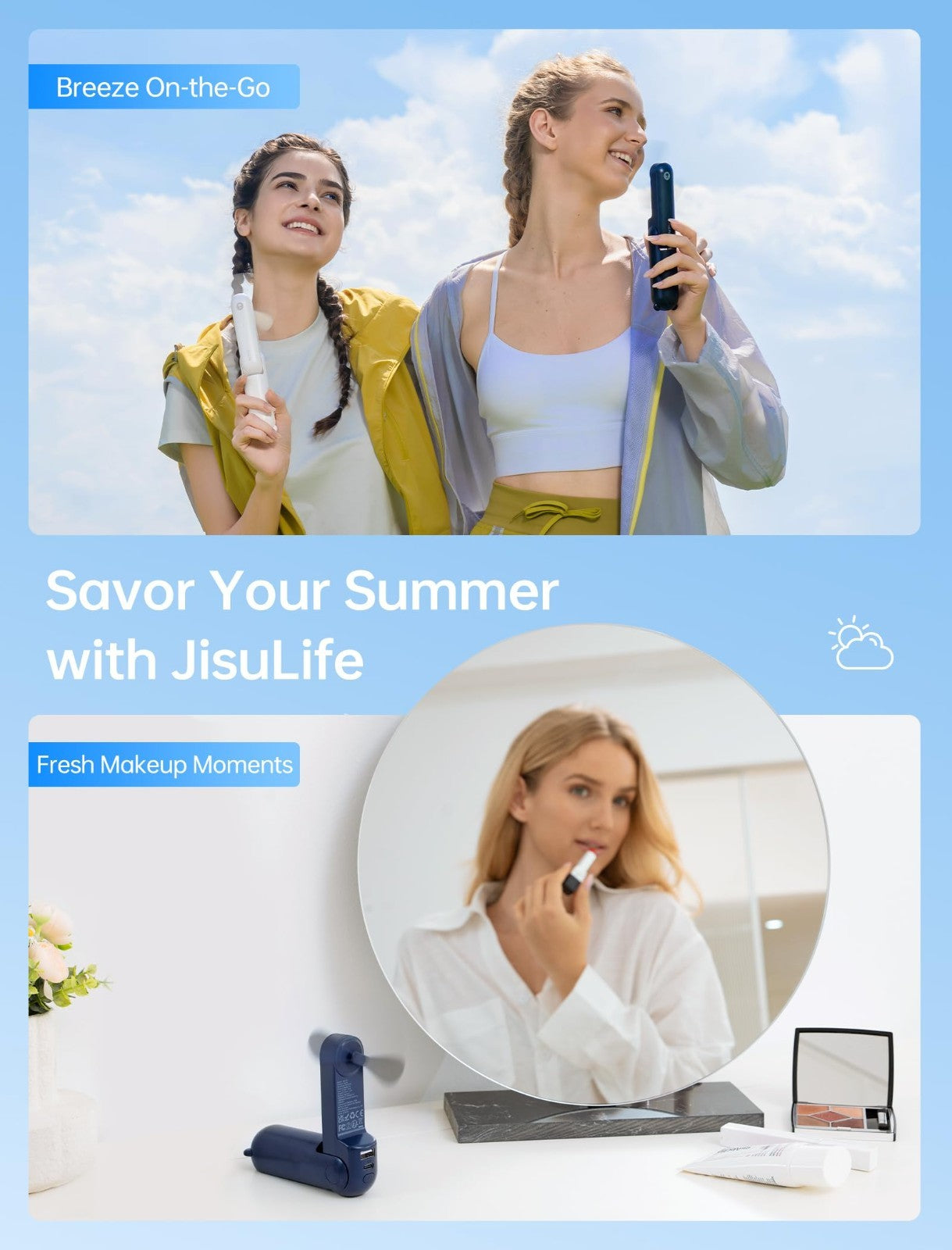 3 in 1 Portable Fan with Power Bank & Flashlight | 19H Cooling, USB Rechargeable5