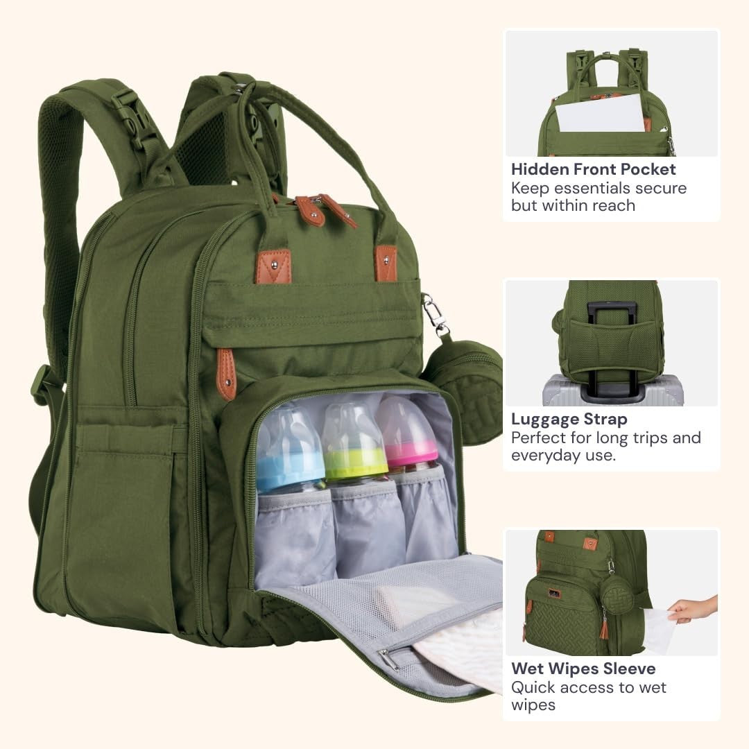 Extra Large Expandable Diaper Bag Backpack   Travel Baby Tote with Changing Pad,4