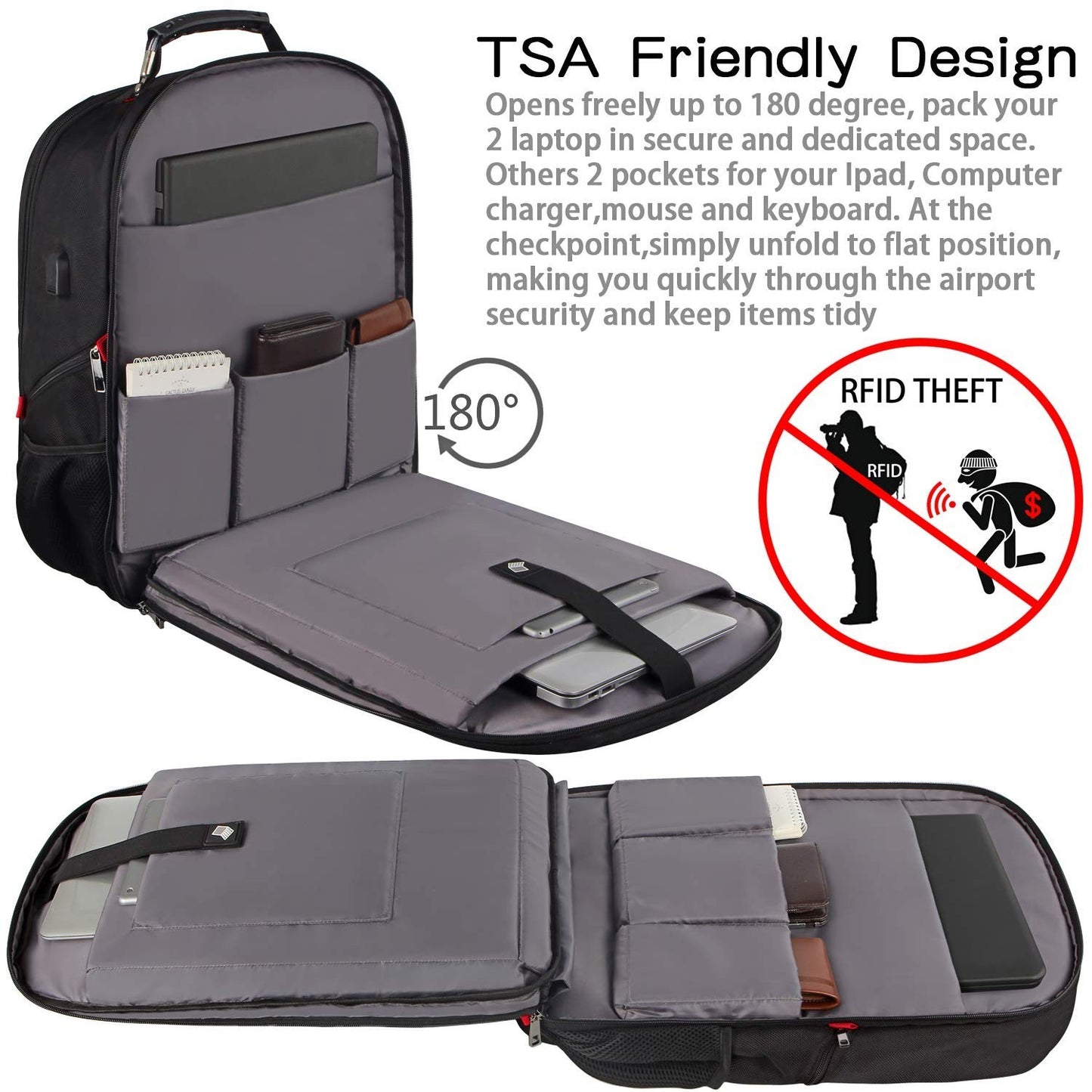 Extra Large Travel Laptop Backpack 18.4"   TSA Friendly, RFID Anti Theft, Heavy5