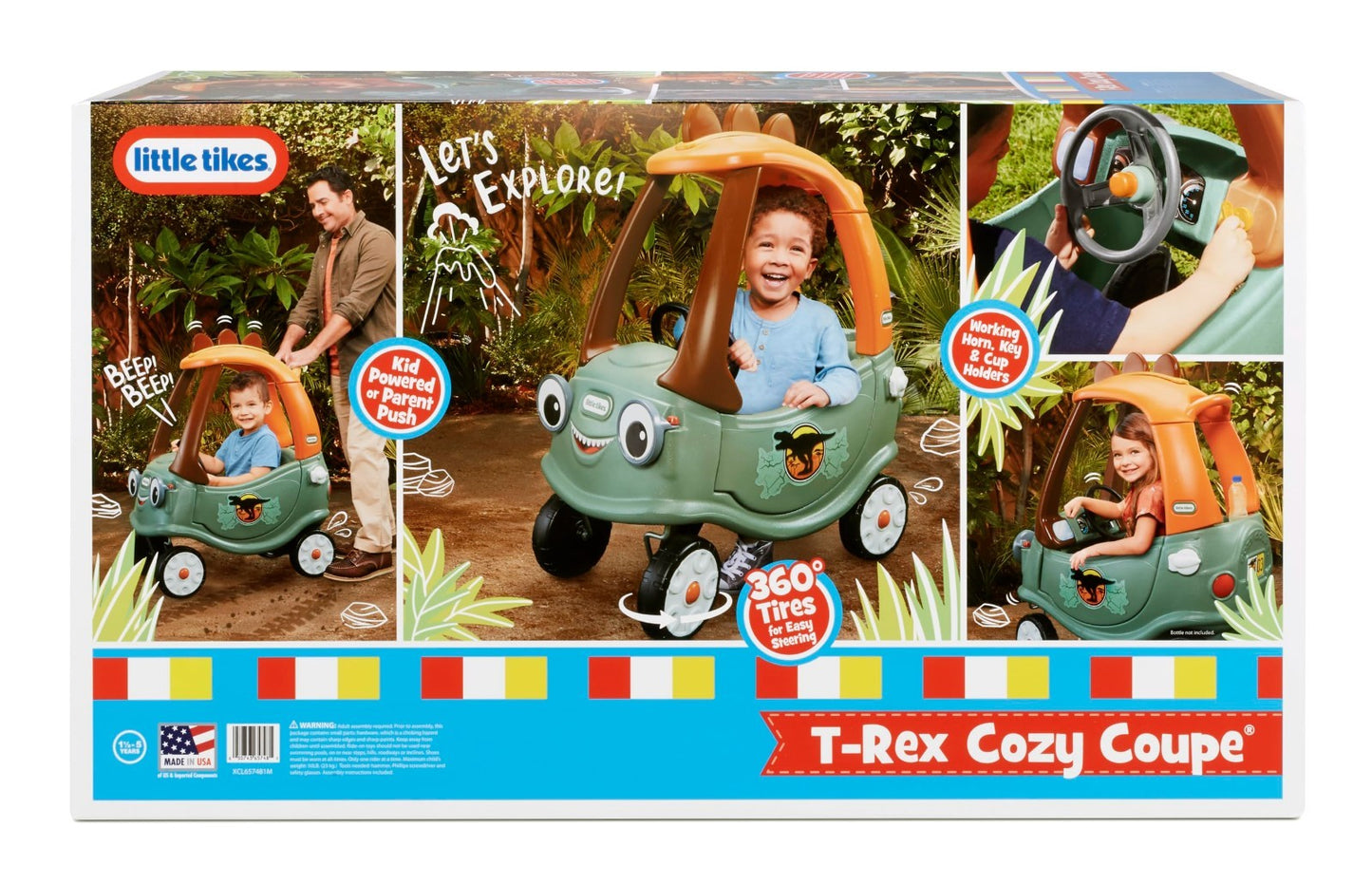 T-Rex Cozy Coupe Ride-On Toy for Kids – Fun Outdoor Vehicle, Ages 1-55