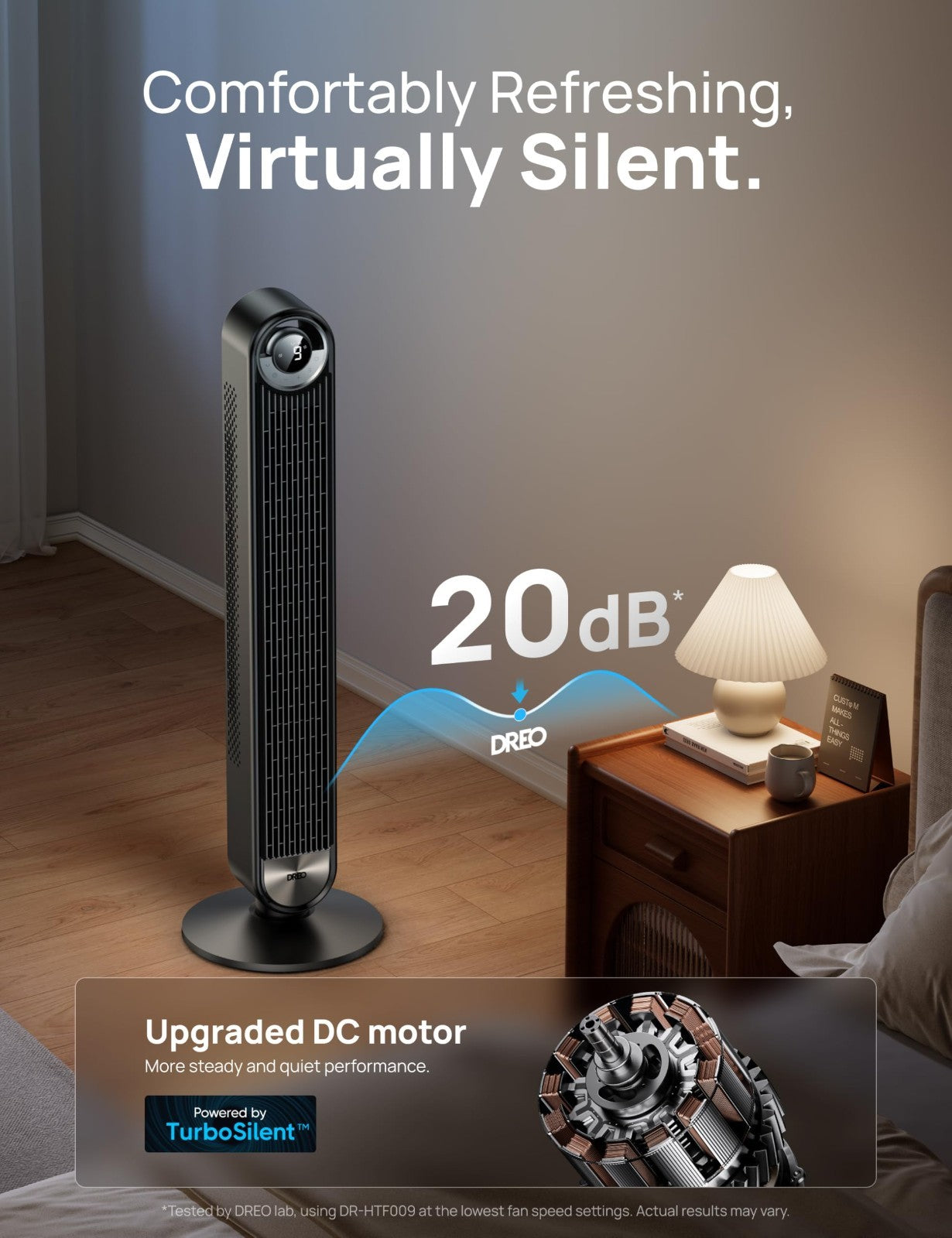 Bladeless Tower Fan with 9 Speeds, 90° Oscillation, 20dB Quiet, 12H Timer   Idea3