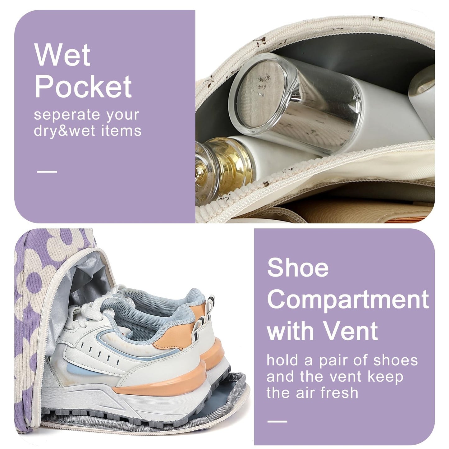 Cute Girls Duffle Bag - Waterproof Gym Bag with Shoe Compartment & Wet Pocket4