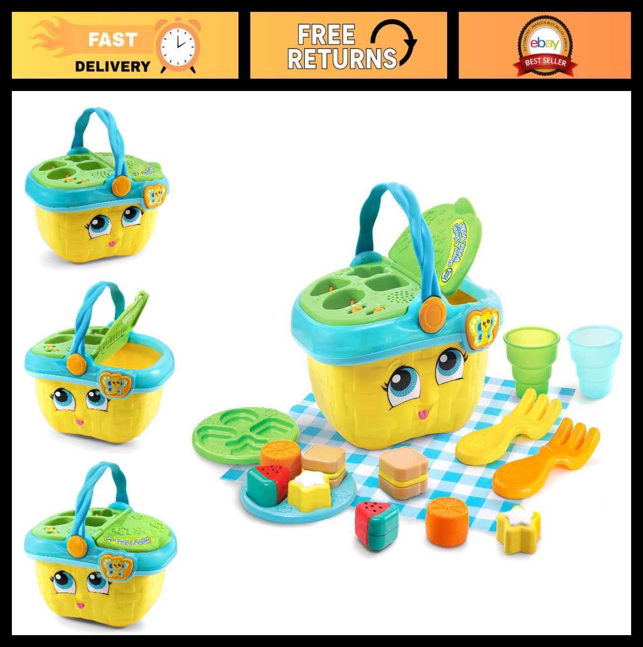 Shapes & Sharing Picnic Basket Toy   Educational Playset for Kids, Fun Learning0