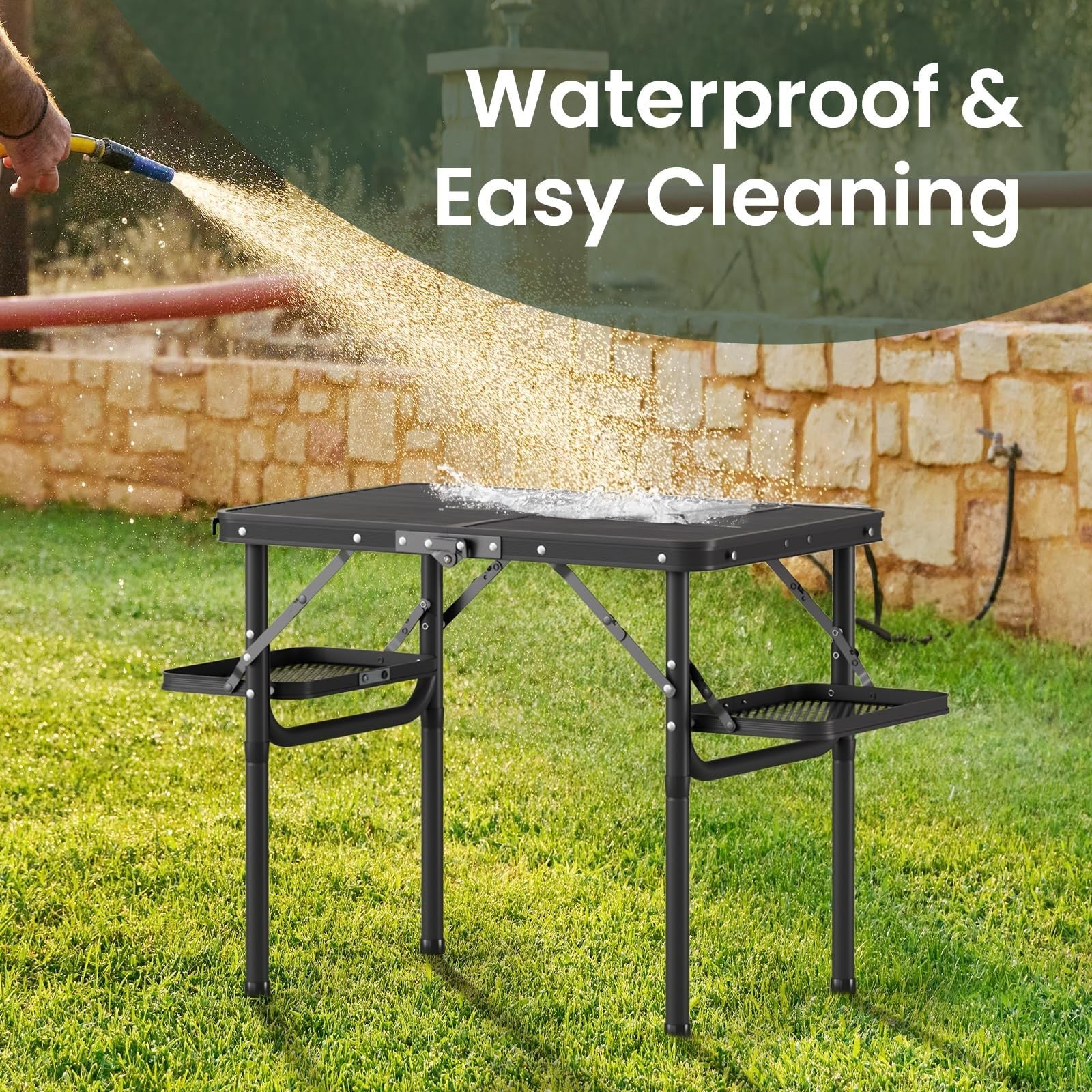 Portable Folding Camping Table 2ft with Side Racks & Storage Net - Lightweight P7