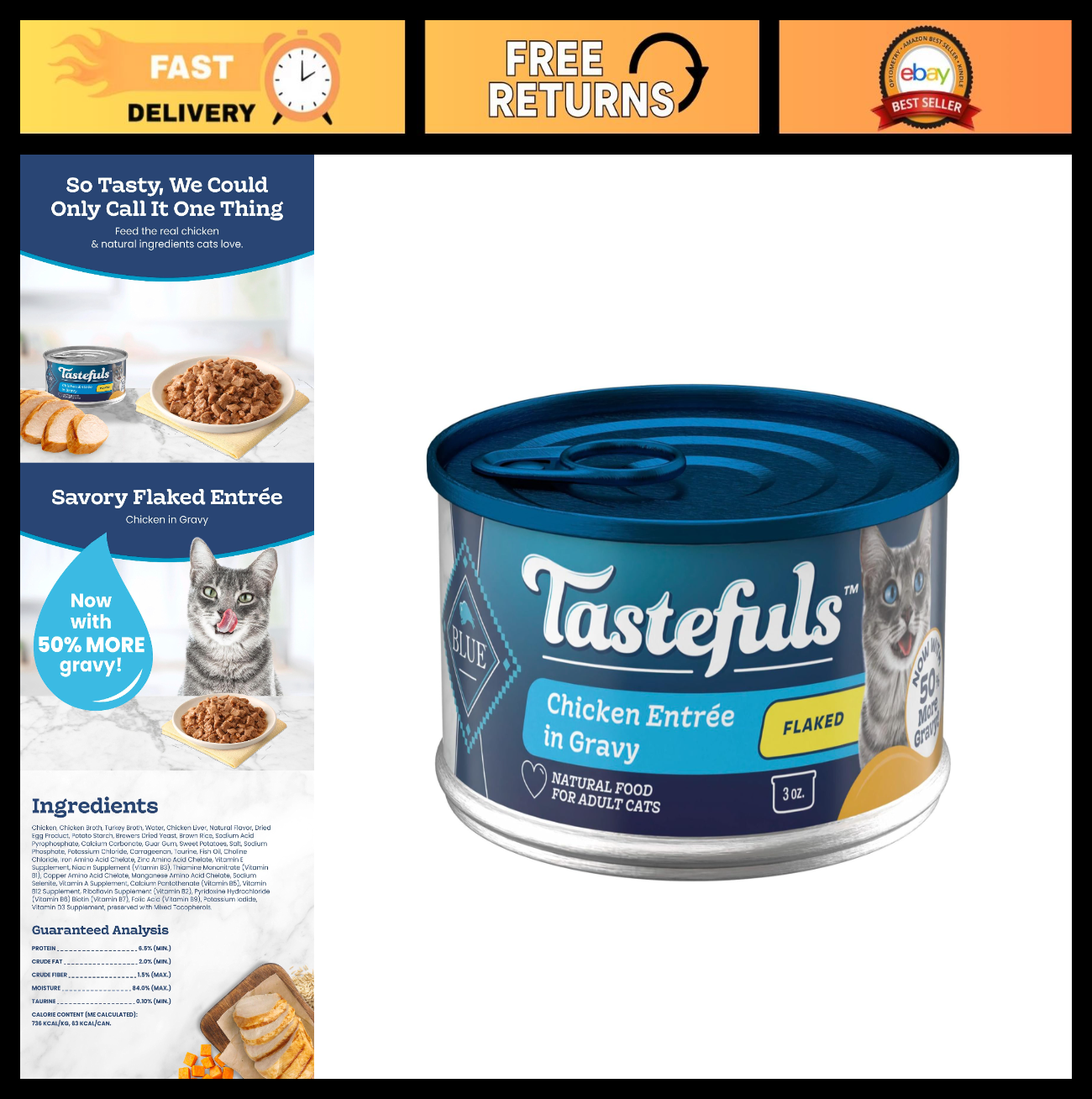 Savory Chicken Flaked Wet Cat Food, 3 oz Cups, 4 Pack   Grain Free & Natural0