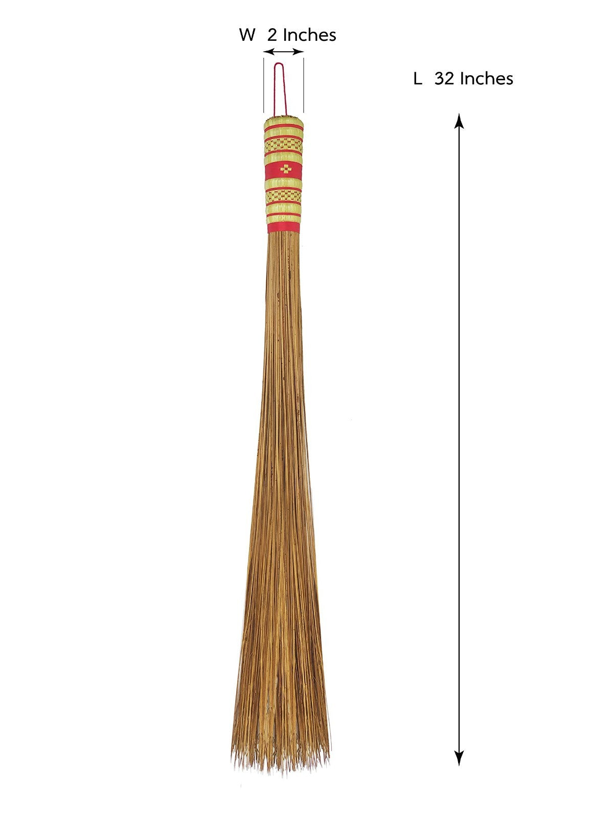 32" Heavy Duty Outdoor Coconut Leaf Broom - Multi-Surface Rustic Thai Broom6