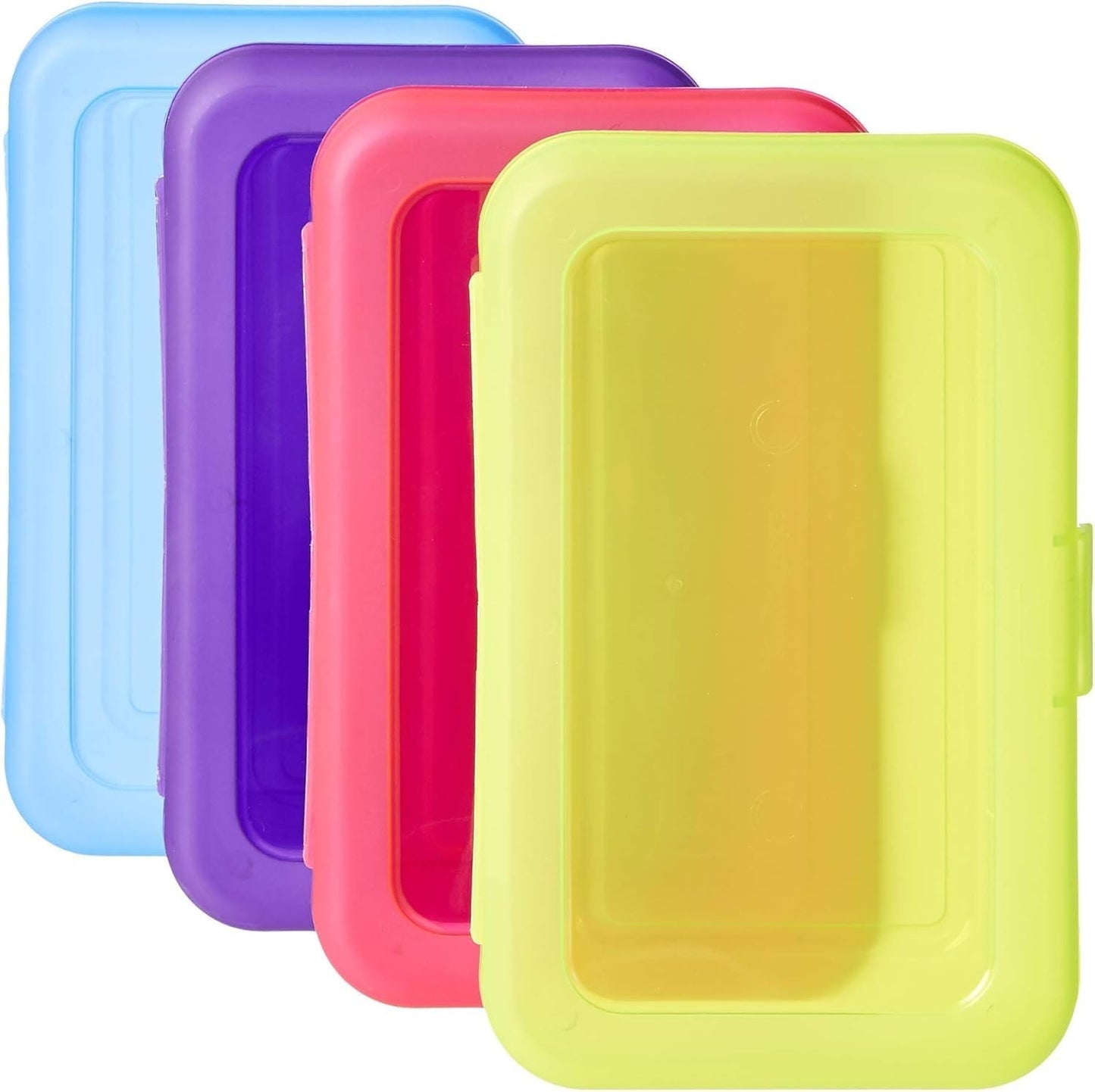 Large Pencil Cases 4 Pack, Durable Plastic Storage Organizer, Multi Color School1