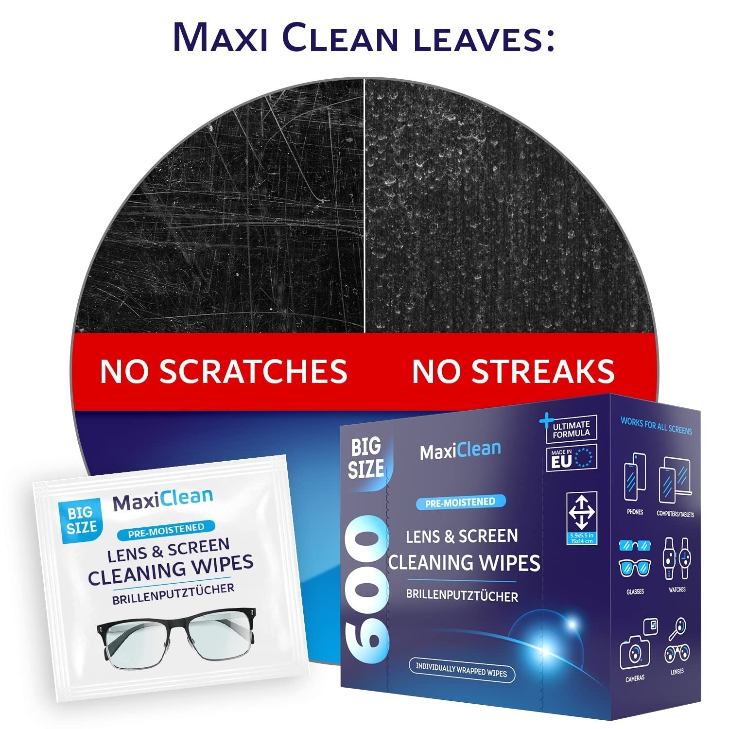 Pre-Moistened Lens Wipes - 600 Individually Wrapped Glasses & Screen Cleaners6