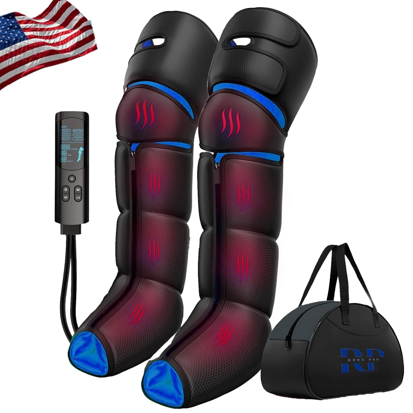 Leg Massager with Heat & Compression for Pain Relief, Circulation Boost, 9 Inten1