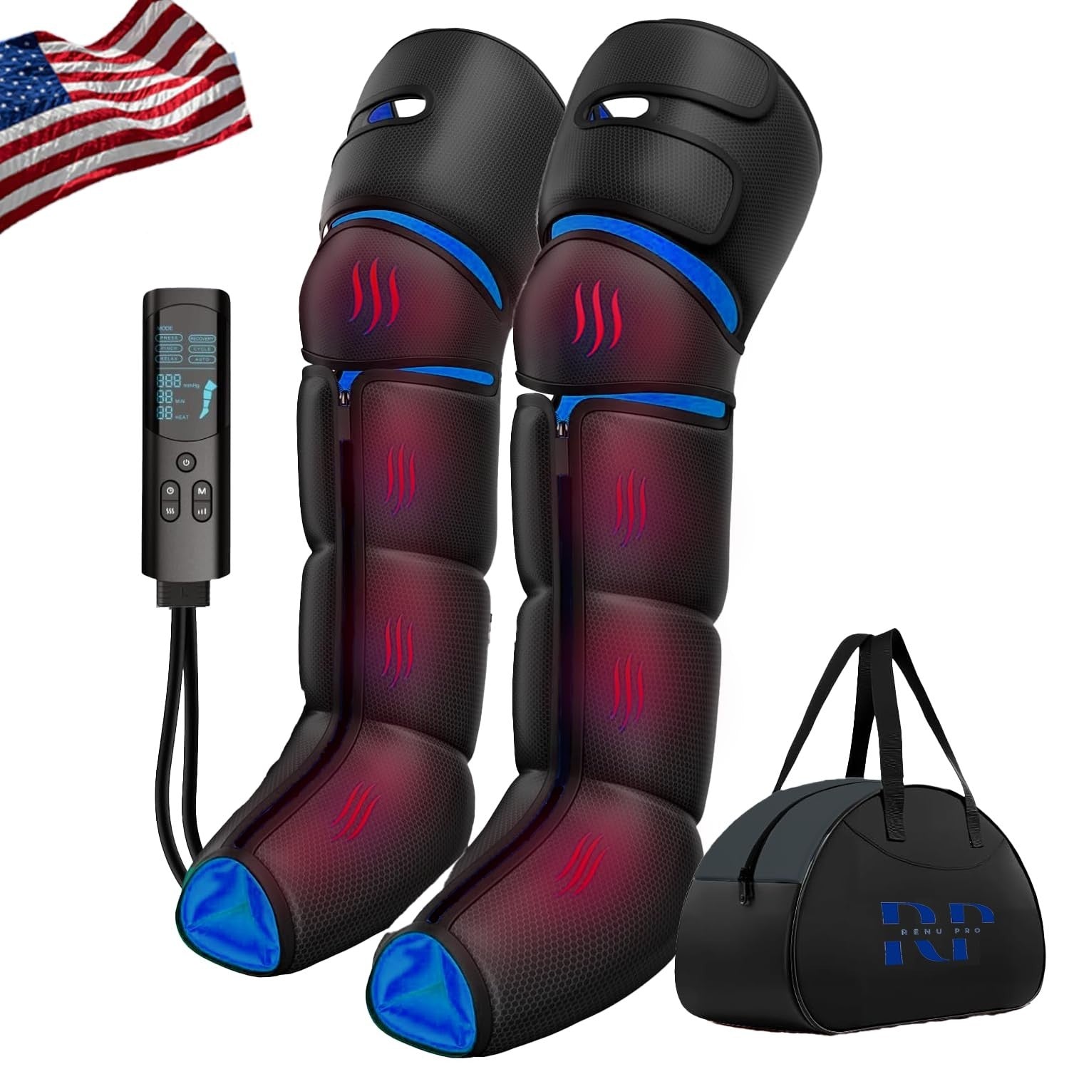 Leg Massager with Heat & Compression for Pain Relief, Circulation Boost, 9 Inten1