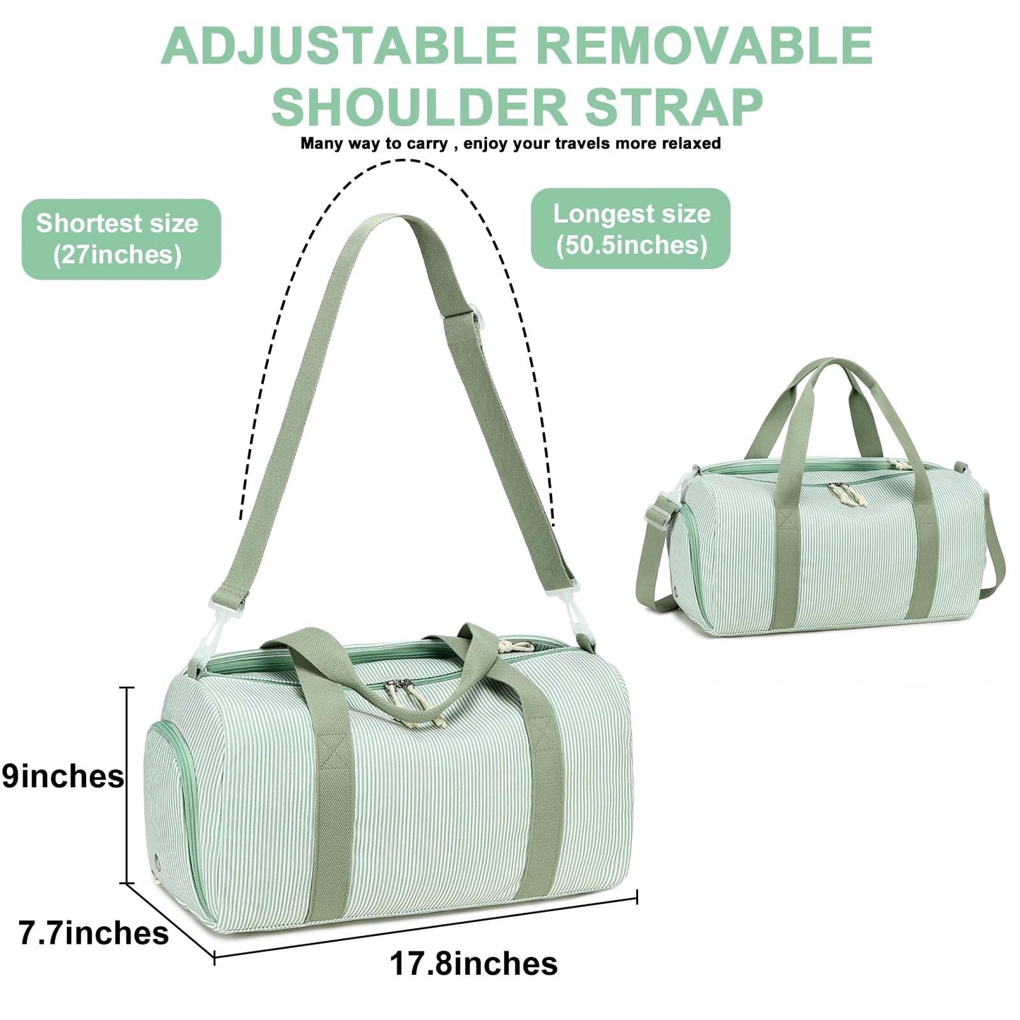 Cute Gym Duffle Bag for Girls - Waterproof Sports Overnight Bag with Shoe Compar5