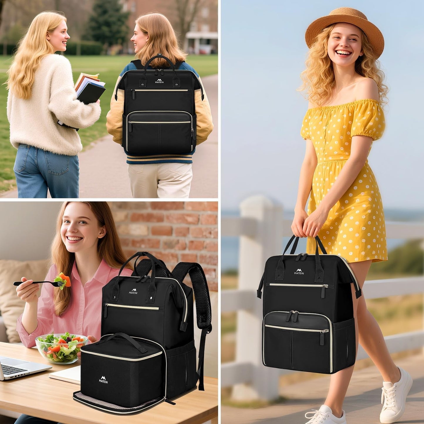 Stylish 15.6" Laptop Backpack with Insulated Lunch Box - Perfect for Work, Trave6