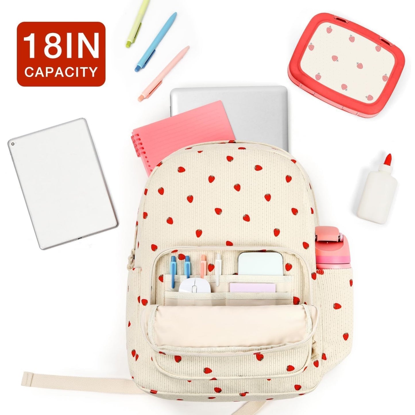Cute Preppy Corduroy Girls School Backpack, Stylish Kids Bookbag for Daily Use4