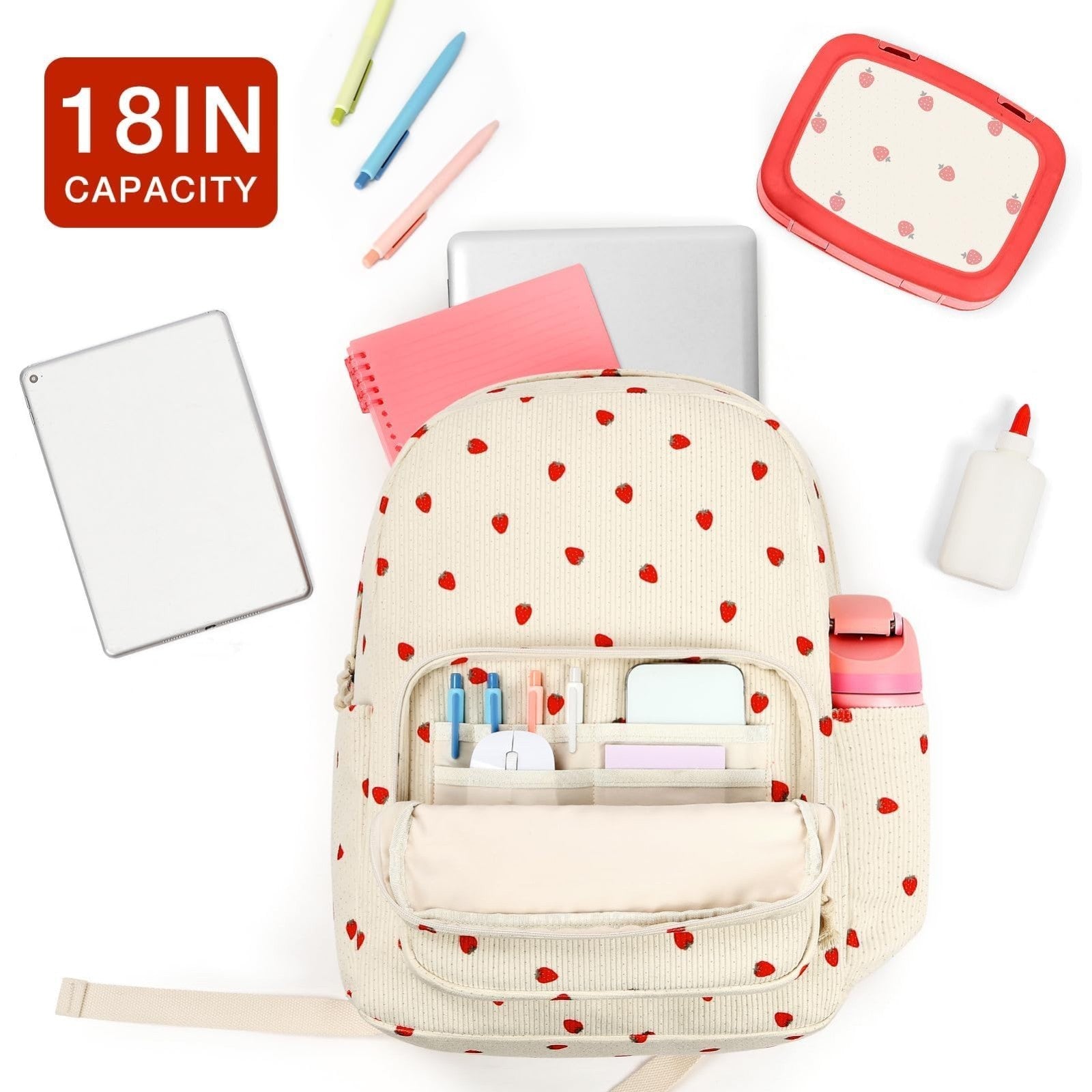 Cute Preppy Corduroy Girls School Backpack, Stylish Kids Bookbag for Daily Use4