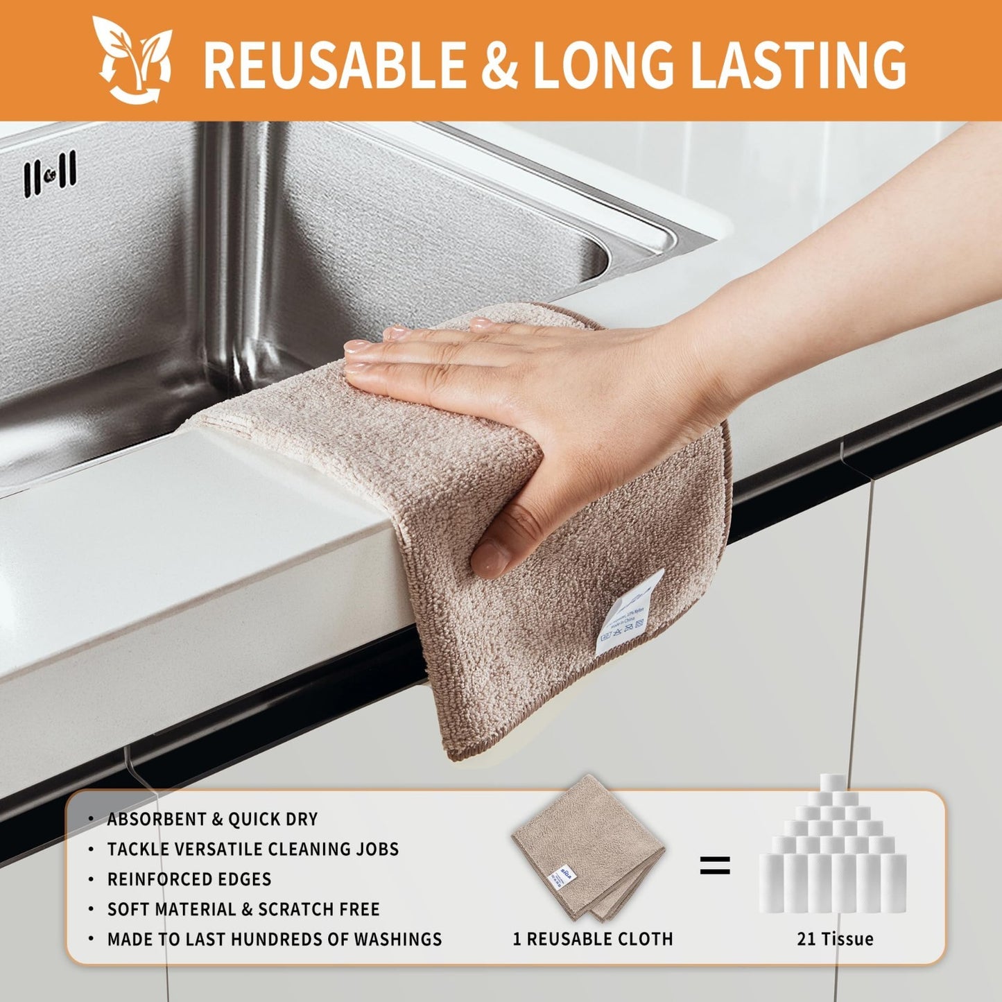 12 Pack Streak-Free Microfiber Cleaning Cloths - Ultra-Absorbent Towels for Home5