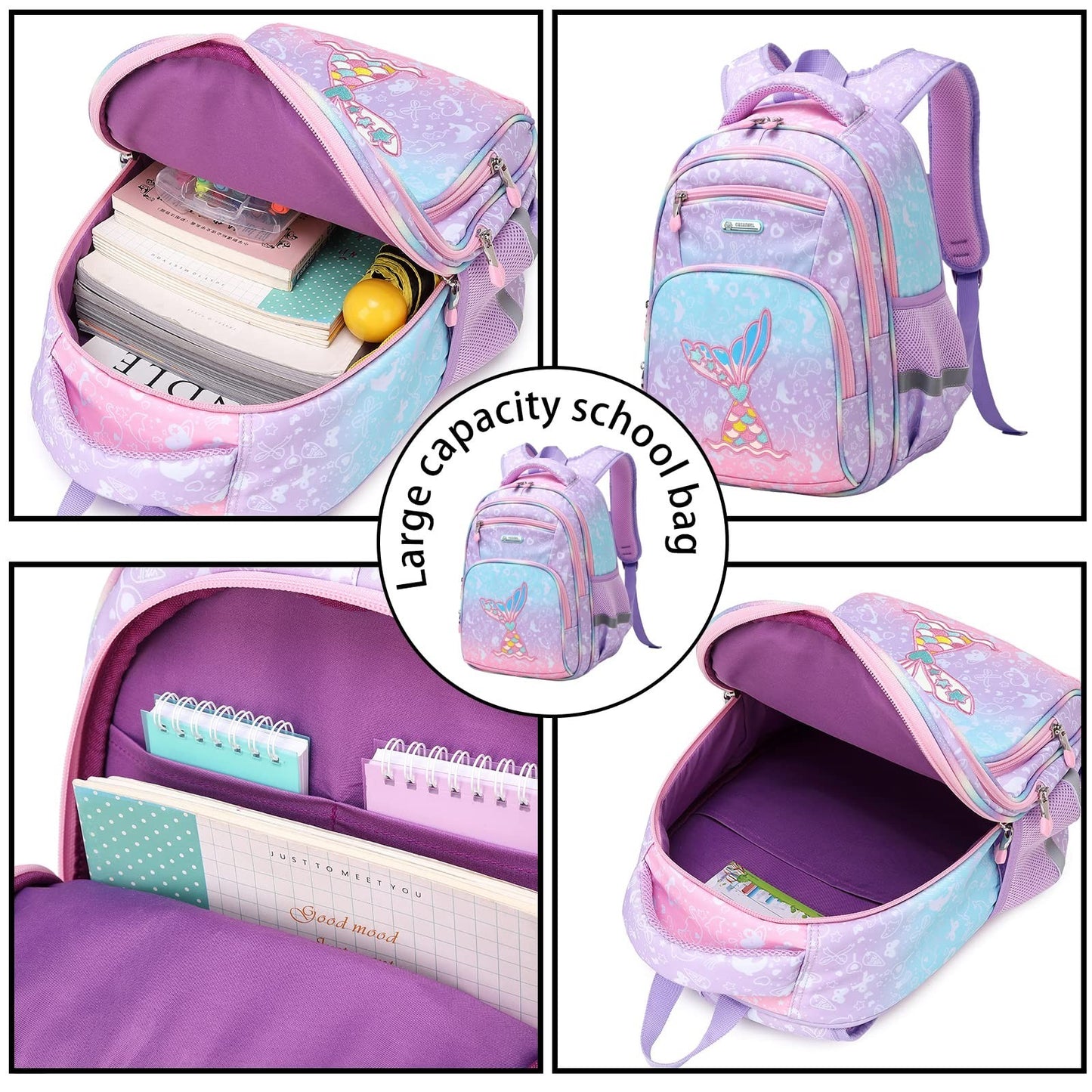 Lightweight Waterproof School Backpack for Kids, Large Capacity, Fun Prints, 167