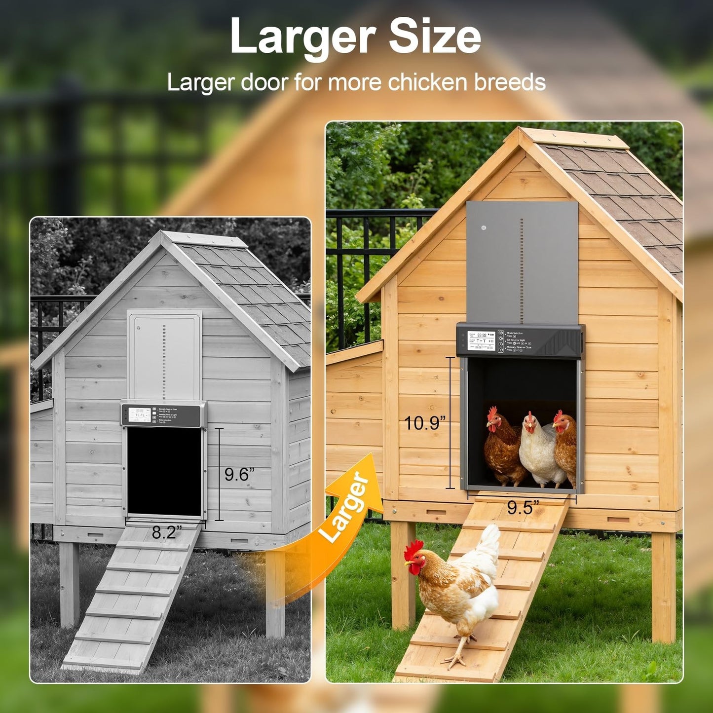 Automatic Chicken Coop Door Solar Powered with Timer & Light Sensor, Remote Cont2