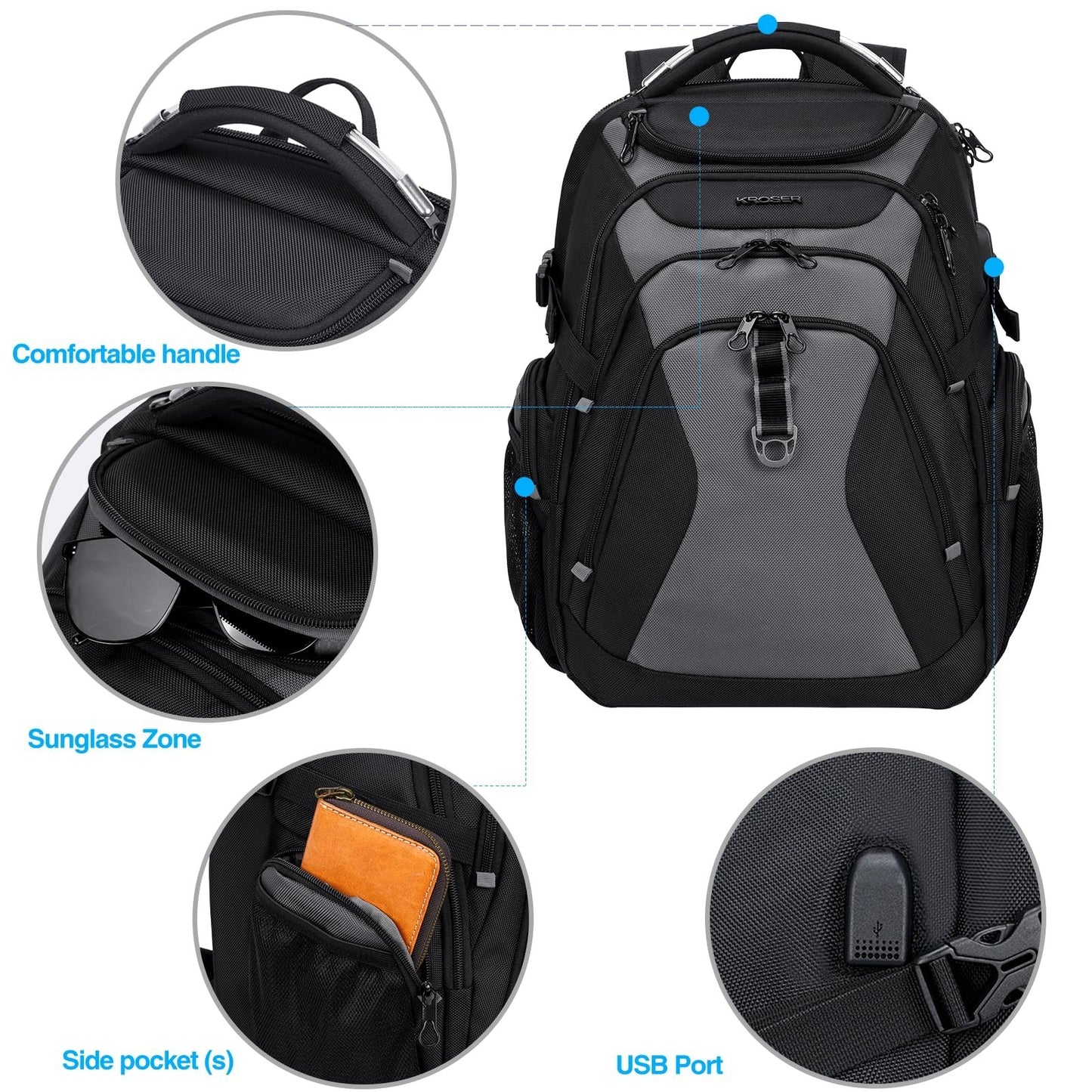 XXXL Laptop Backpack for 18.4 Inch Computers, Stylish Travel Bag for Men   Black4