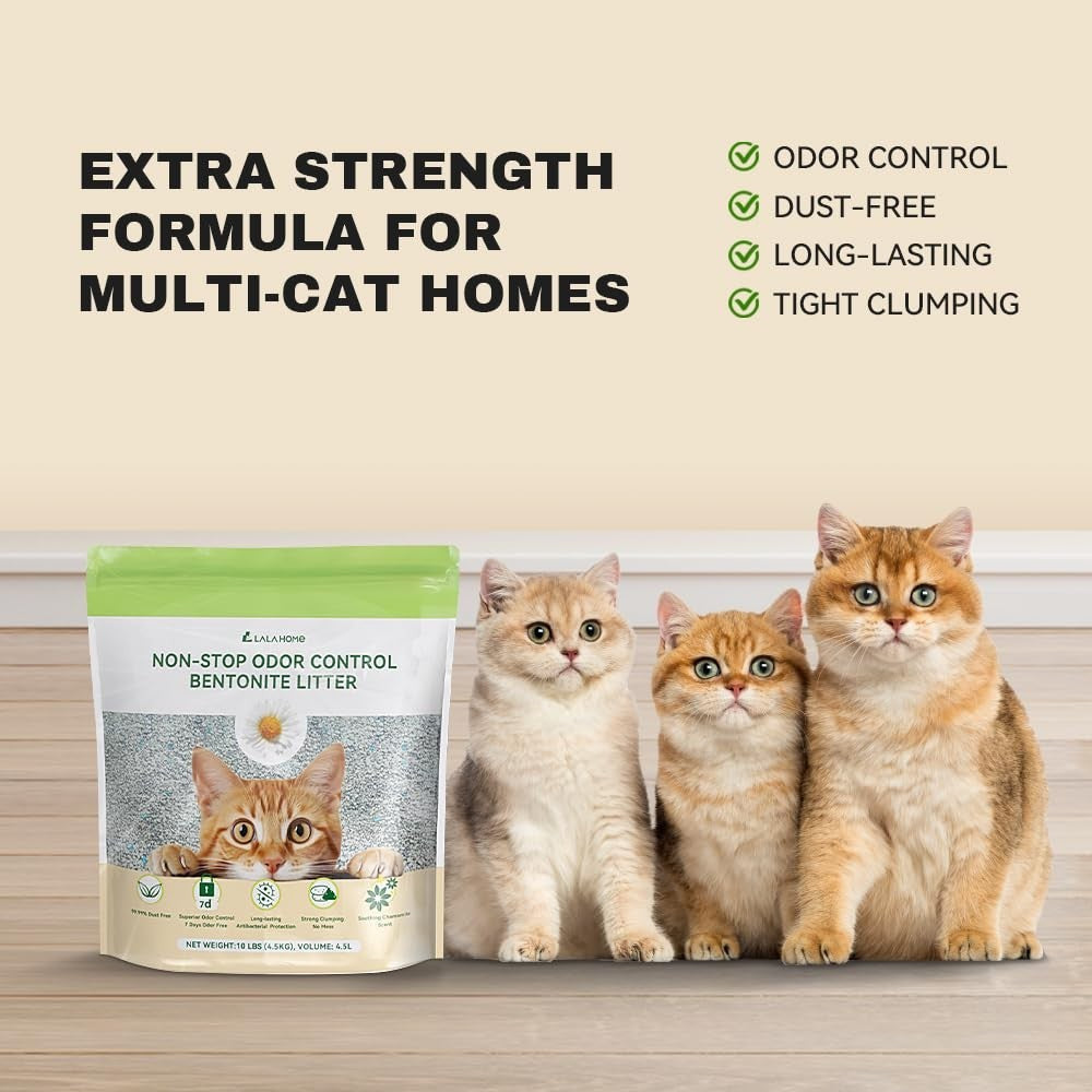 Clumping Cat Litter, Odor Control Bentonite Mineral, Dust-Free 20 lb for Self-Cl7