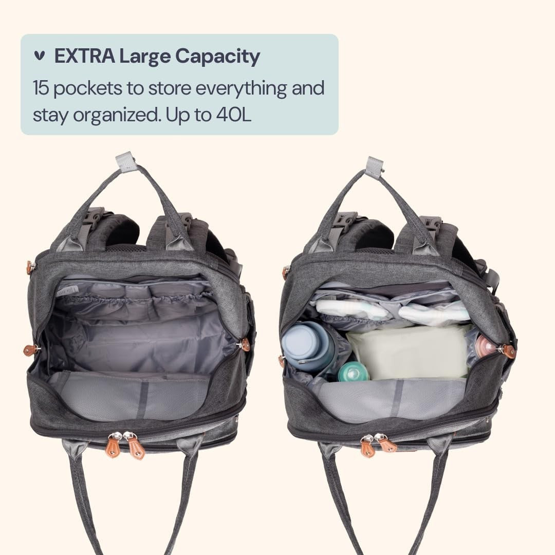 Extra Large Expandable Diaper Bag Backpack   Travel Baby Tote with Changing Pad,3