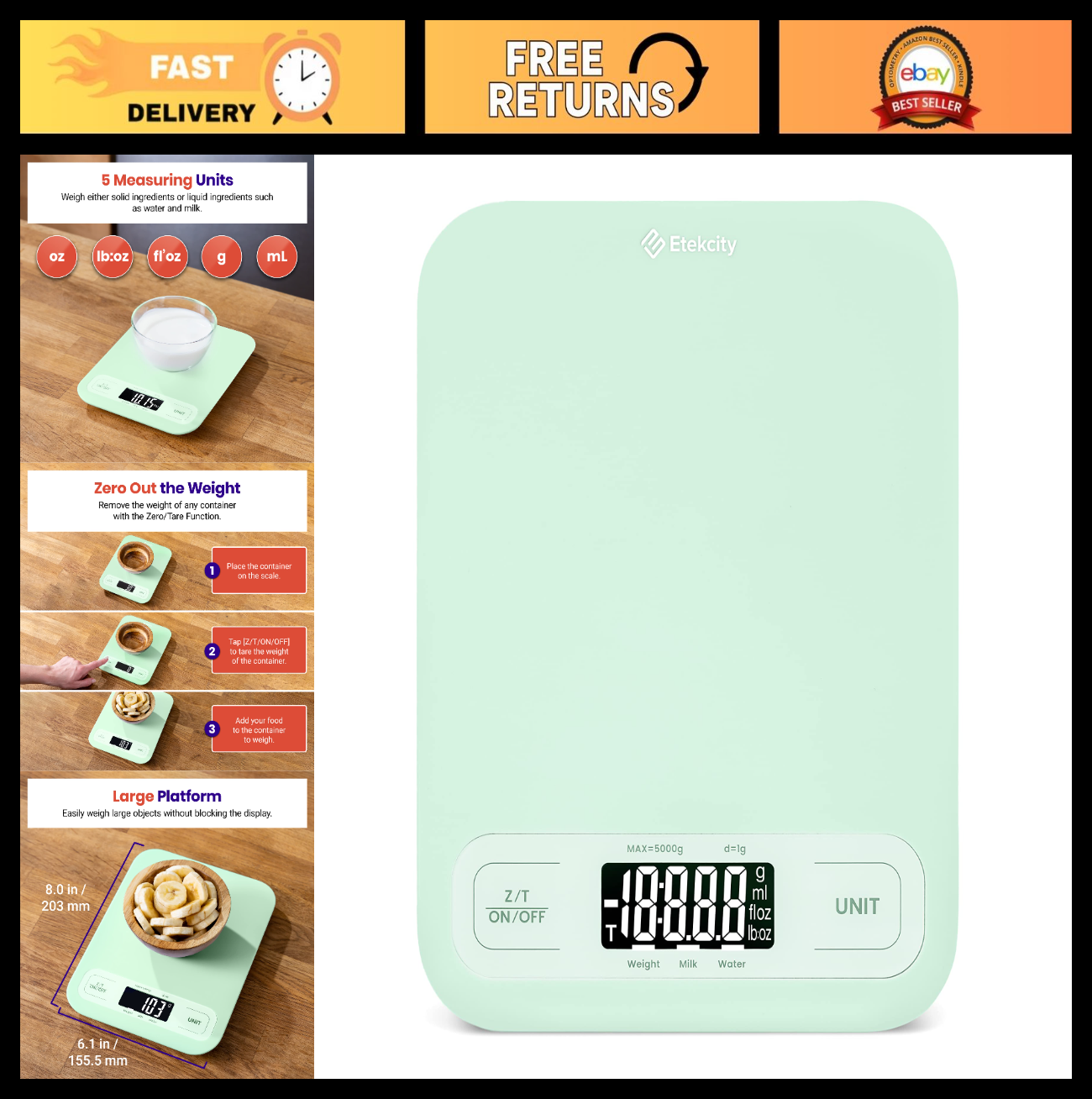 Digital Kitchen Scale   Grams & Ounces, Tare Function, Ideal for Baking, Keto, M0