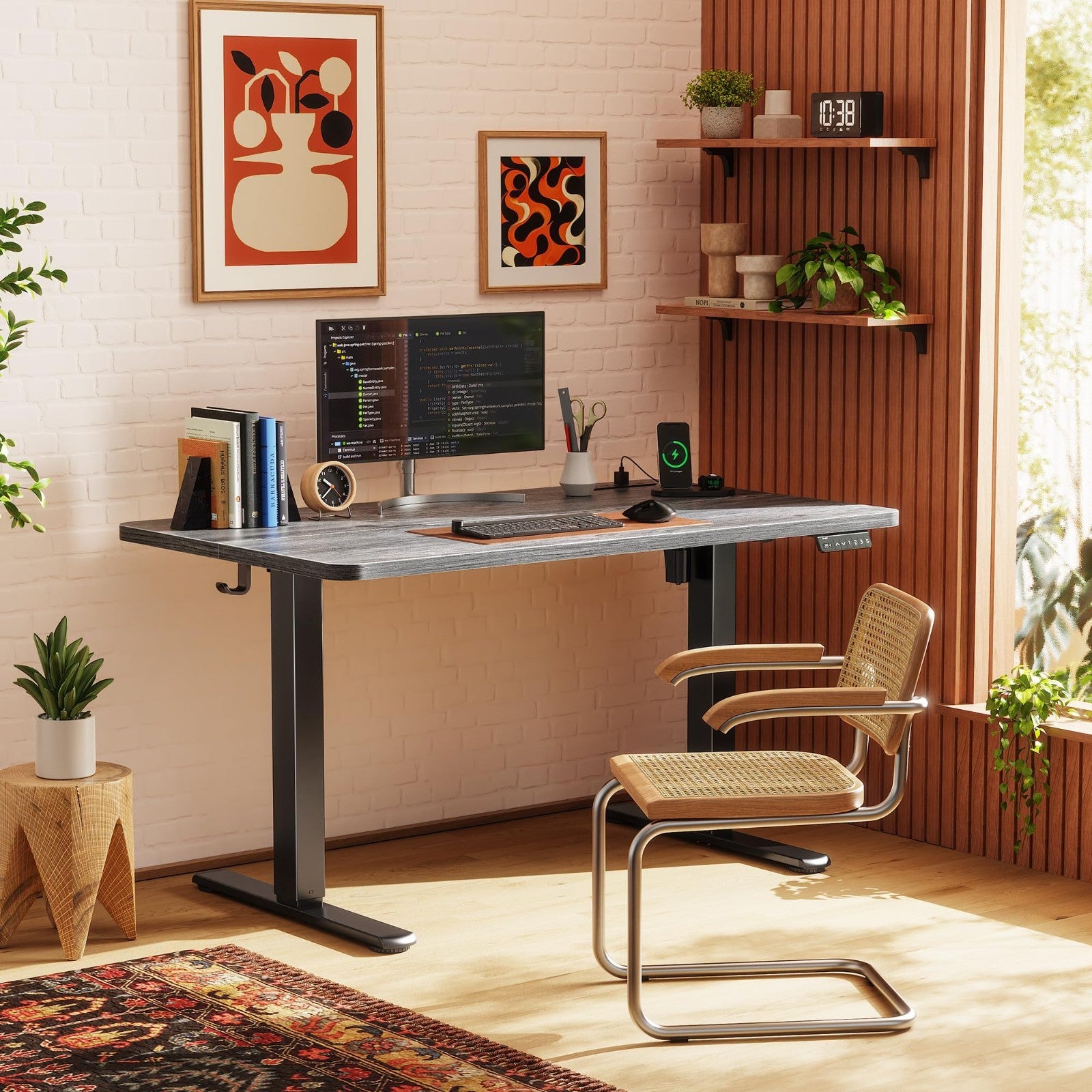 Height Adjustable Electric Standing Desk with USB-C & Power Outlets, 47x24" - Ho2
