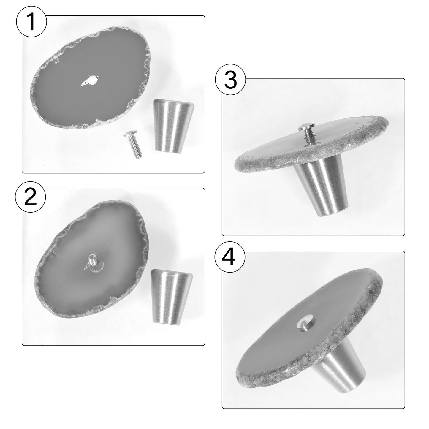 Set of 4 Irregular Agate Slice Cabinet Knobs | Blue Geode Pull Handles for Home3