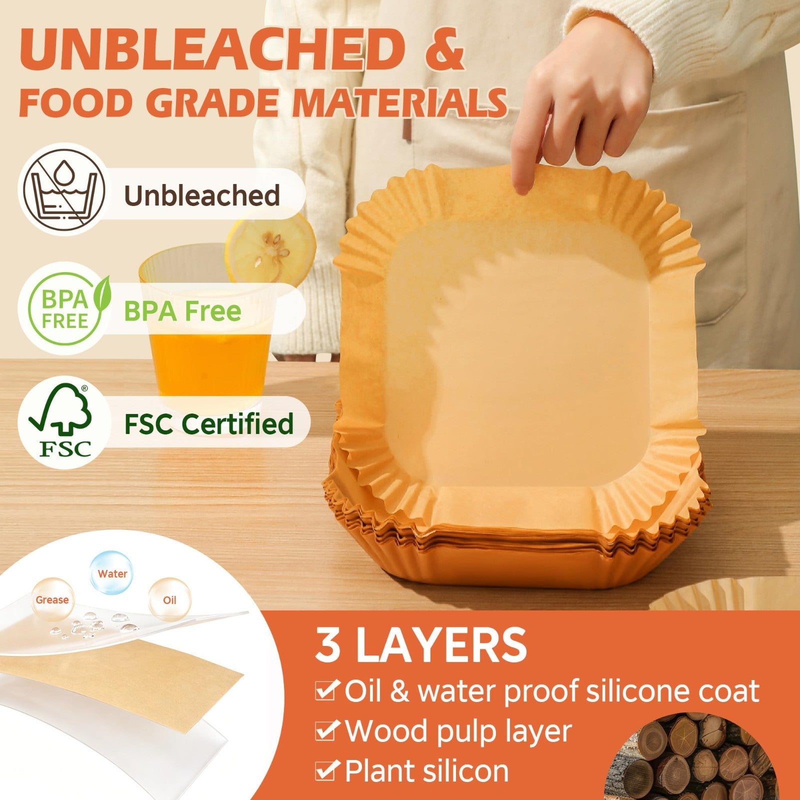 365 Pcs Disposable Air Fryer Liners, 8" Non-Stick Parchment Paper for 5-8 QT Ove1