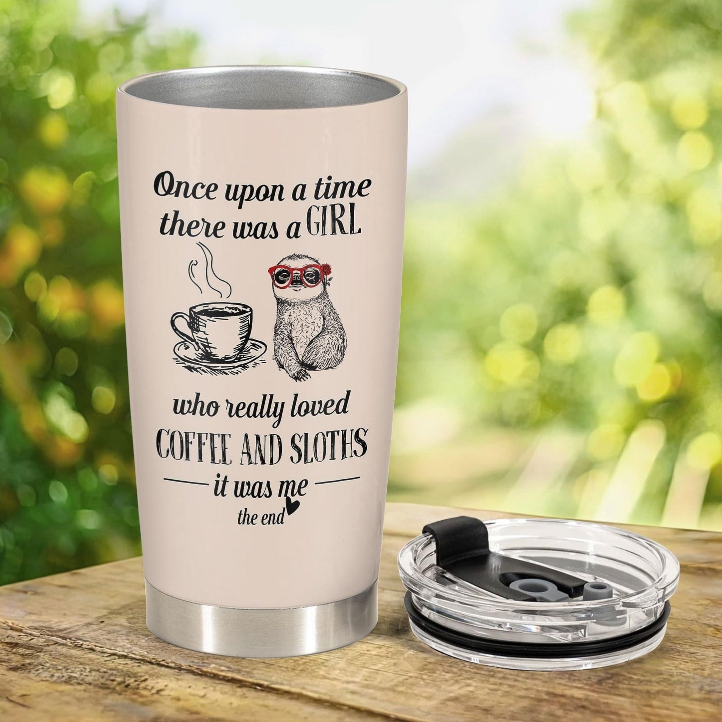 Cute Sloth 20oz Tumbler with Lid   Insulated Travel Mug for Coffee & Tea, Perfec6