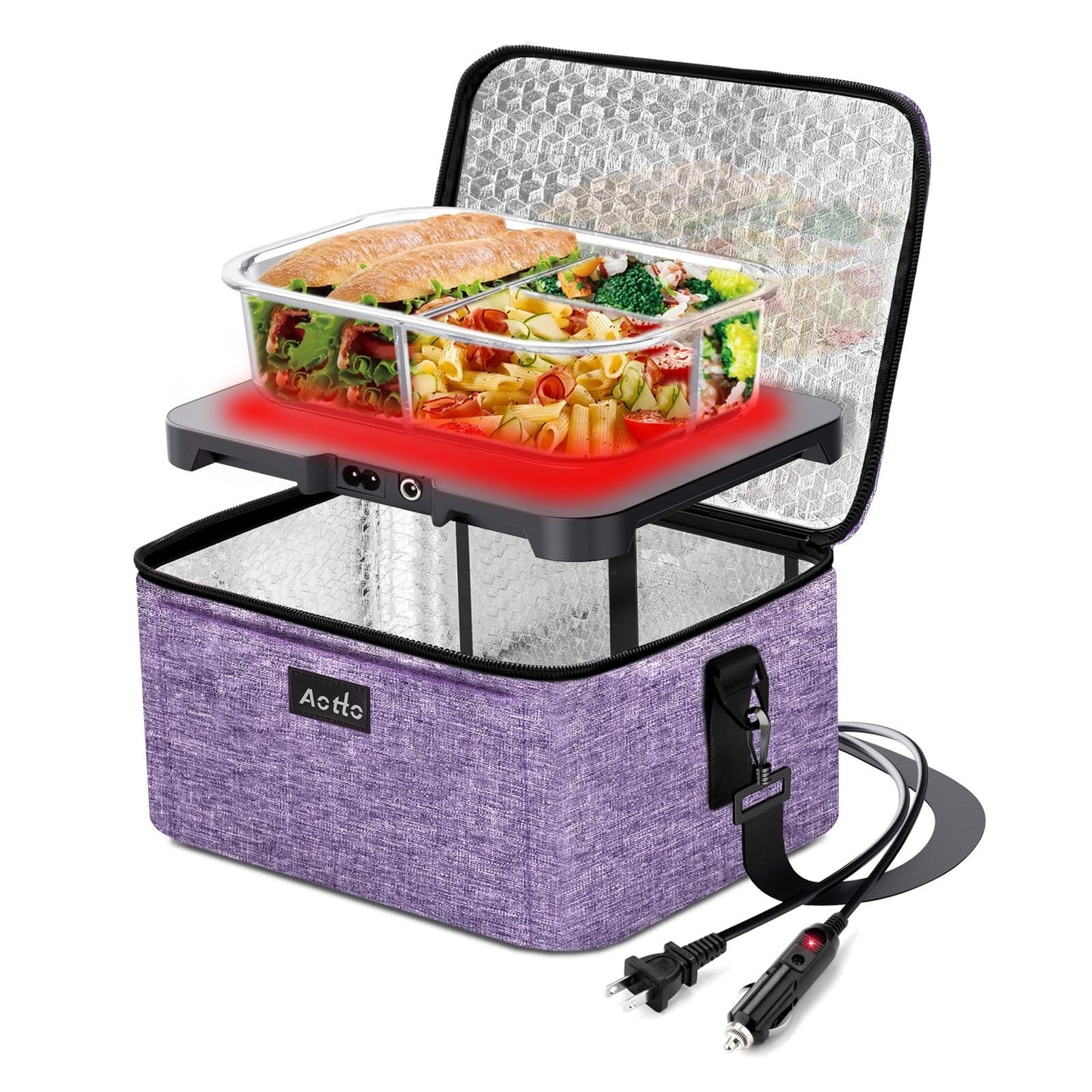 3-in-1 Portable Electric Lunch Box Food Heater, 12V/24V/110V Car & Home Warmer1