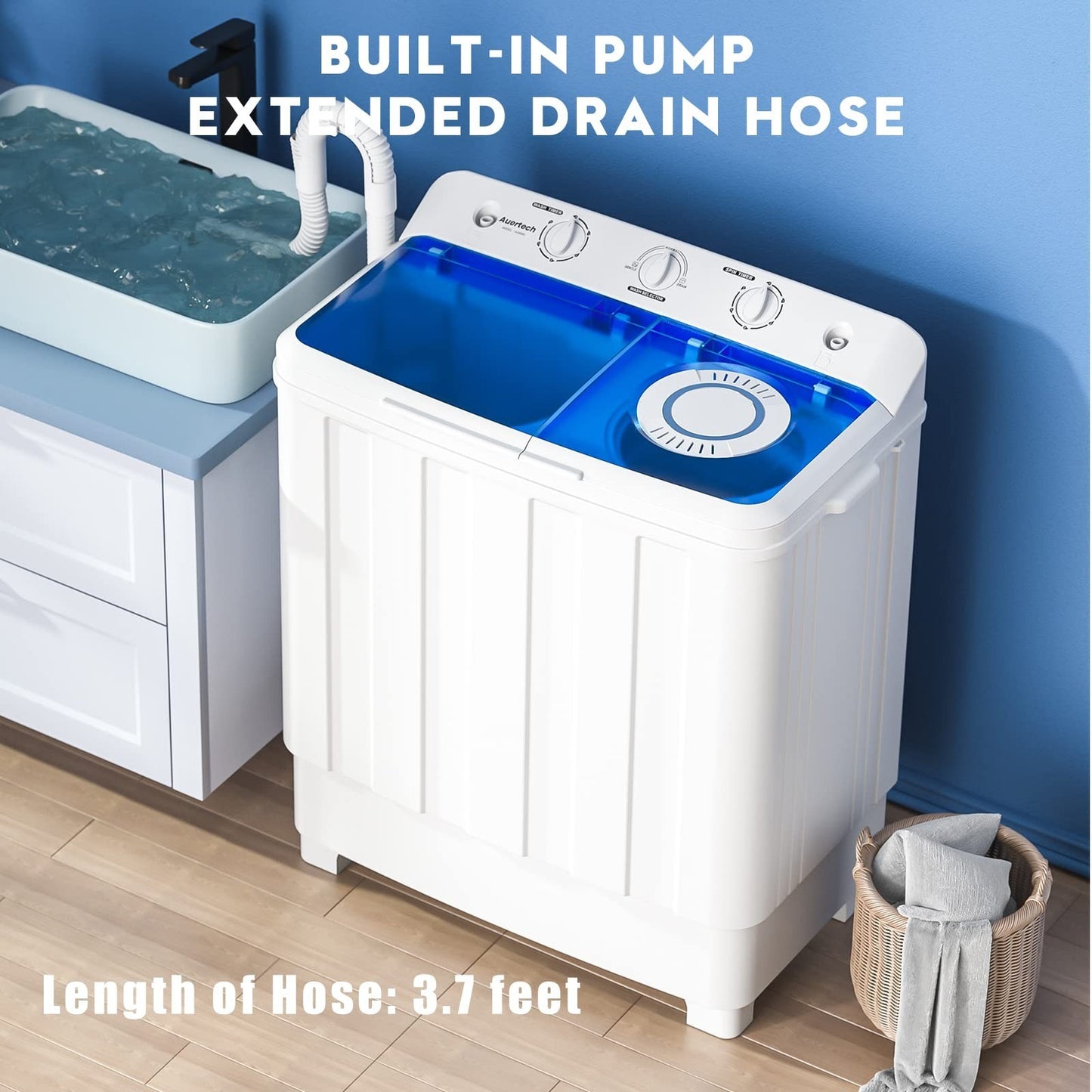 Compact Twin Tub Washing Machine   28lbs Mini Washer & Spinner Combo for Dorms,3