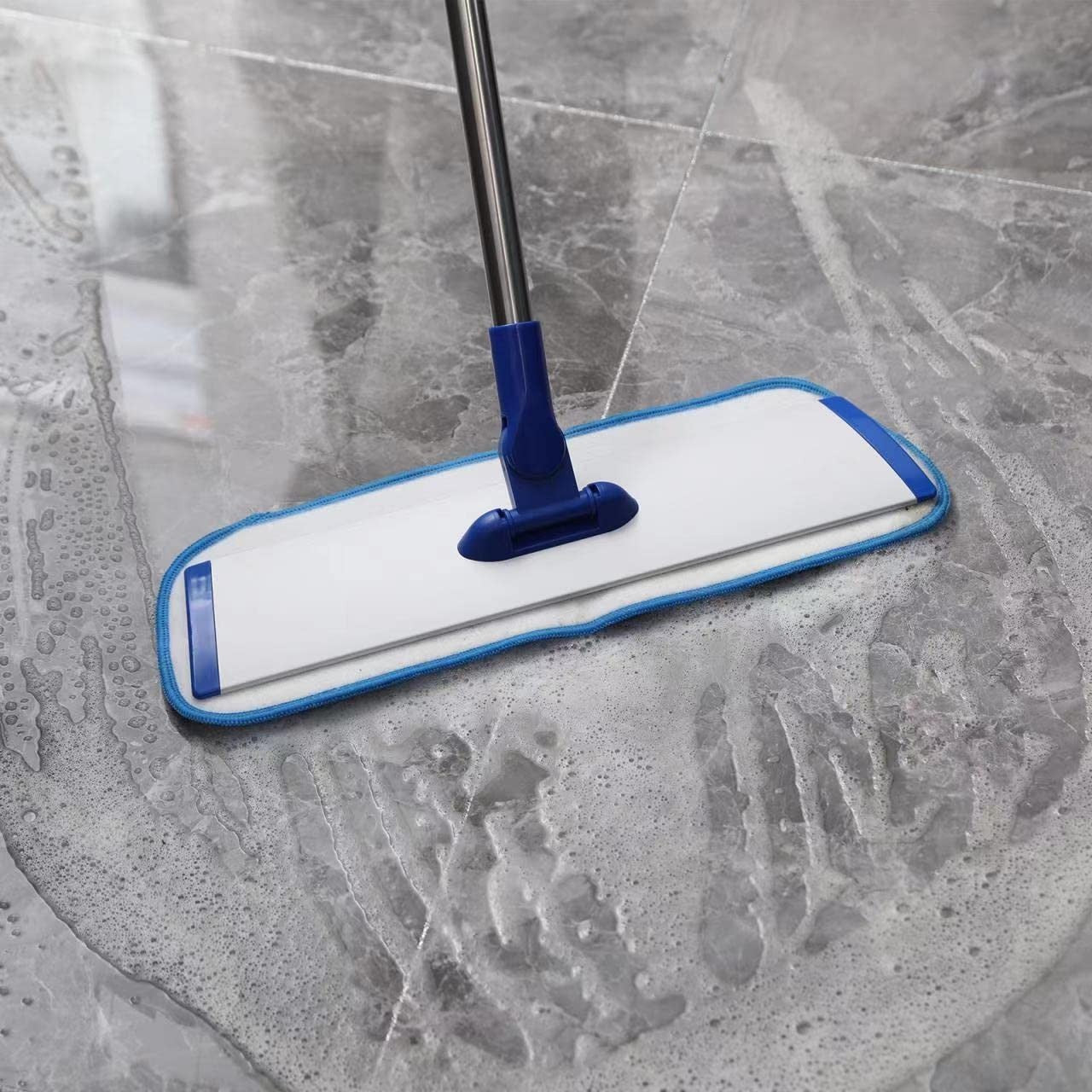 18" Microfiber Floor Mop with Stainless Steel Handle, 4 Washable Pads & Brush8