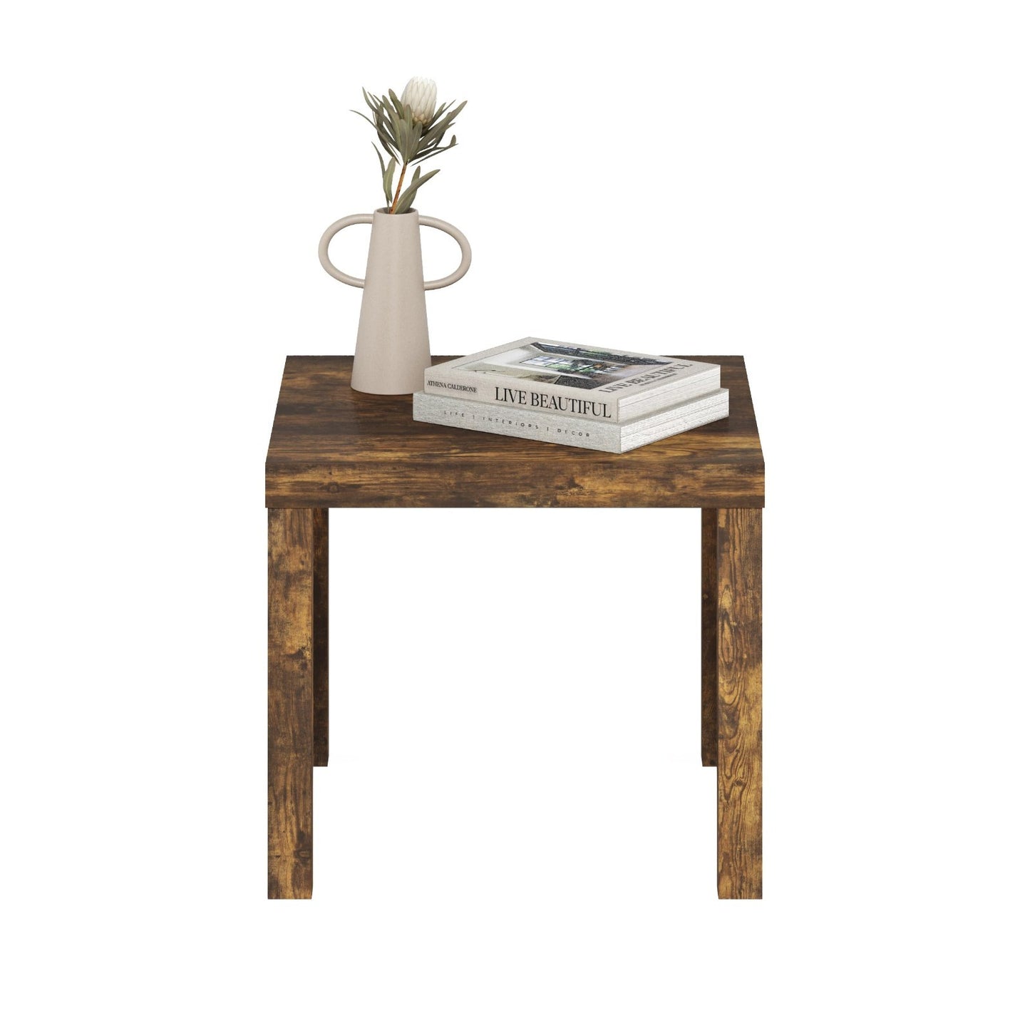Modern Square Side Table - 1.8" Thick Top, Simple Nightstand, Easy Assembly, Amb3